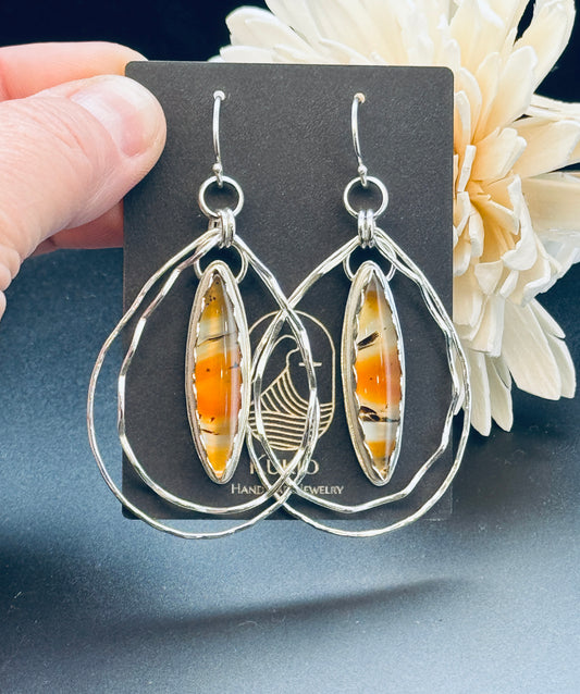 Sterling Silver Montana Agate Hoop Earrings
