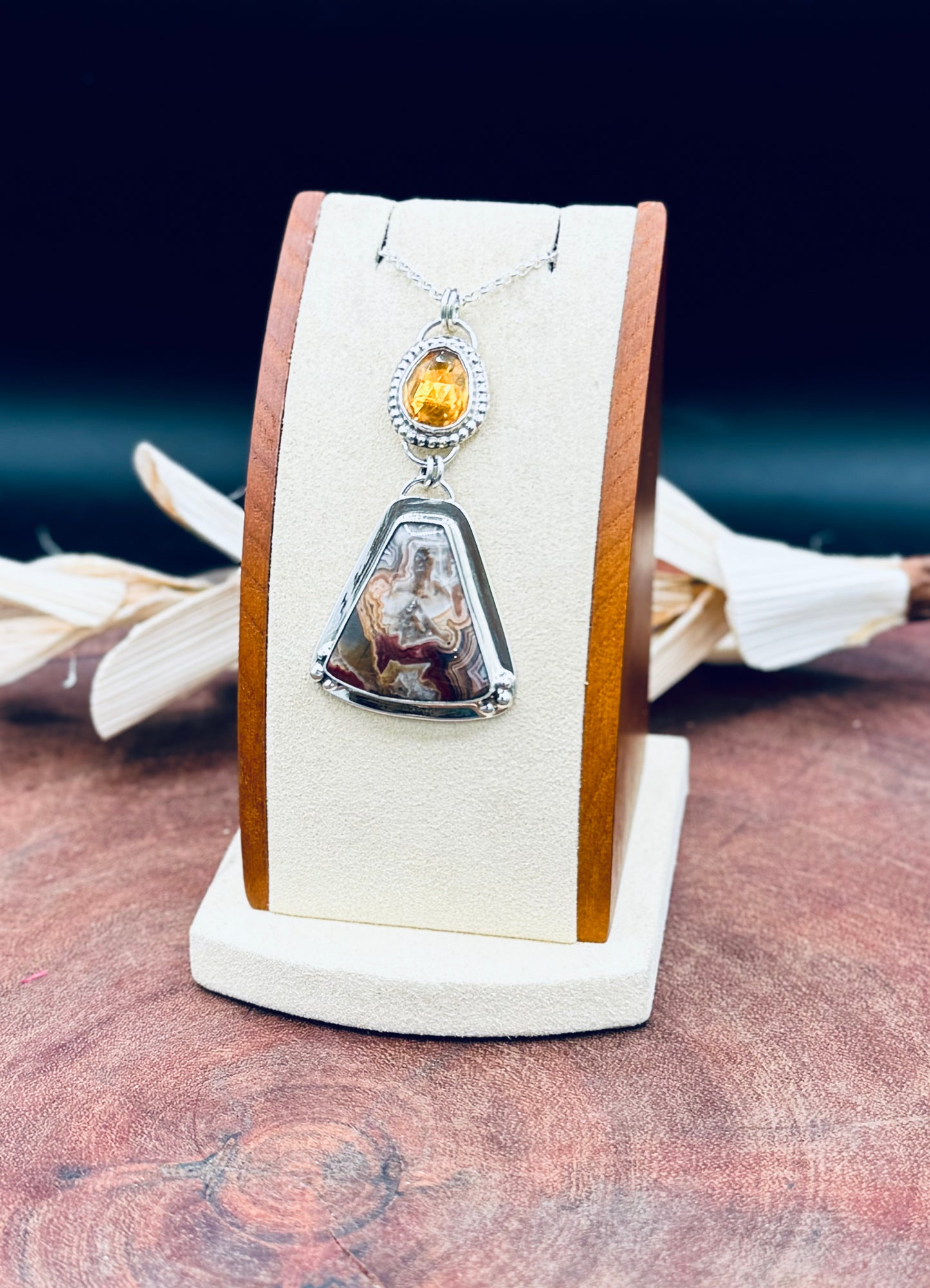 AGUA NUEVA AGATE AND CITRINE STERLING SILVER
PENDANT