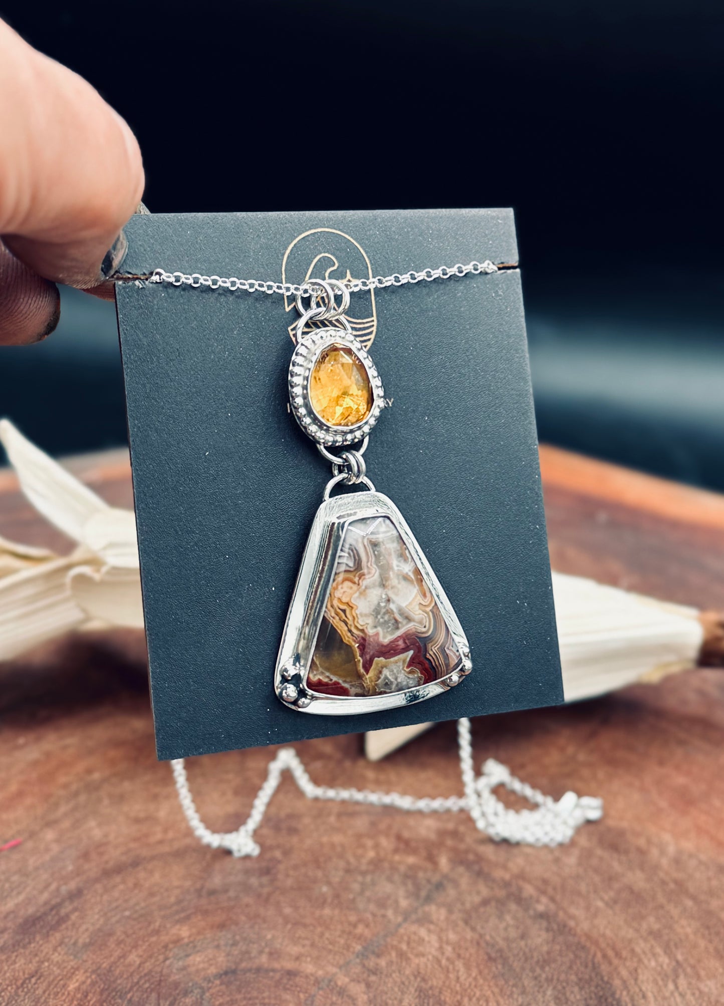 AGUA NUEVA AGATE AND CITRINE STERLING SILVER
PENDANT