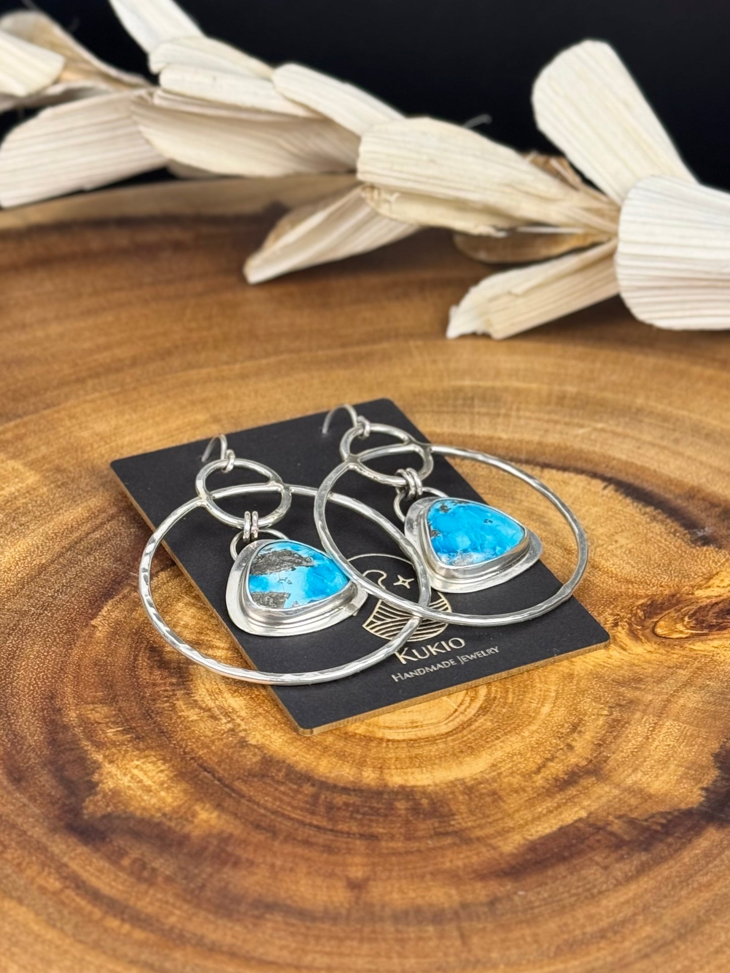 Sterling Silver Persian Turquoise Hoop Earrings