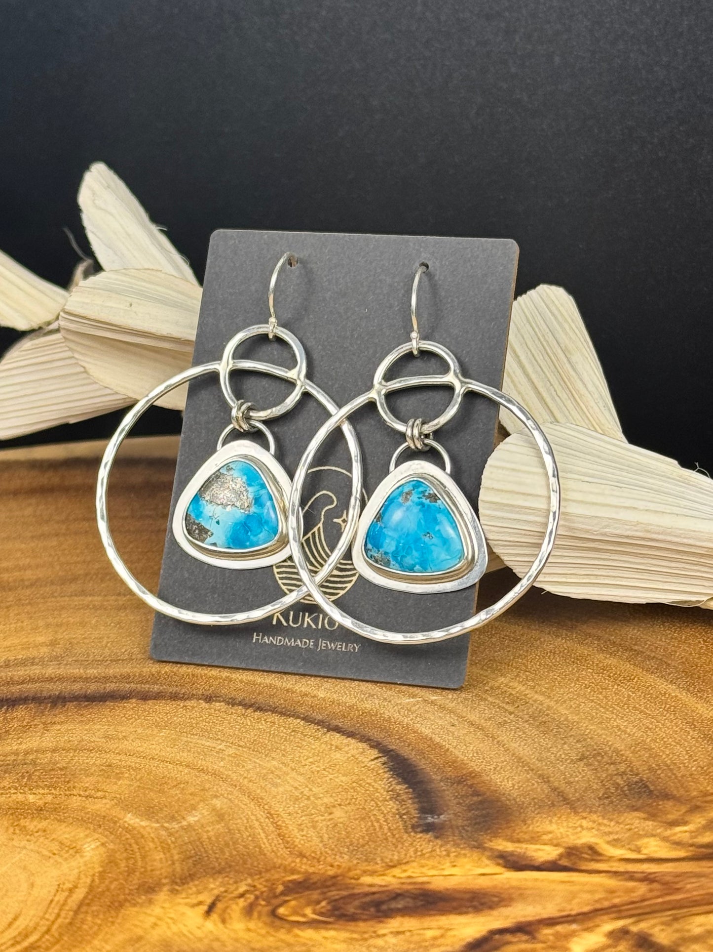 Sterling Silver Persian Turquoise Hoop Earrings