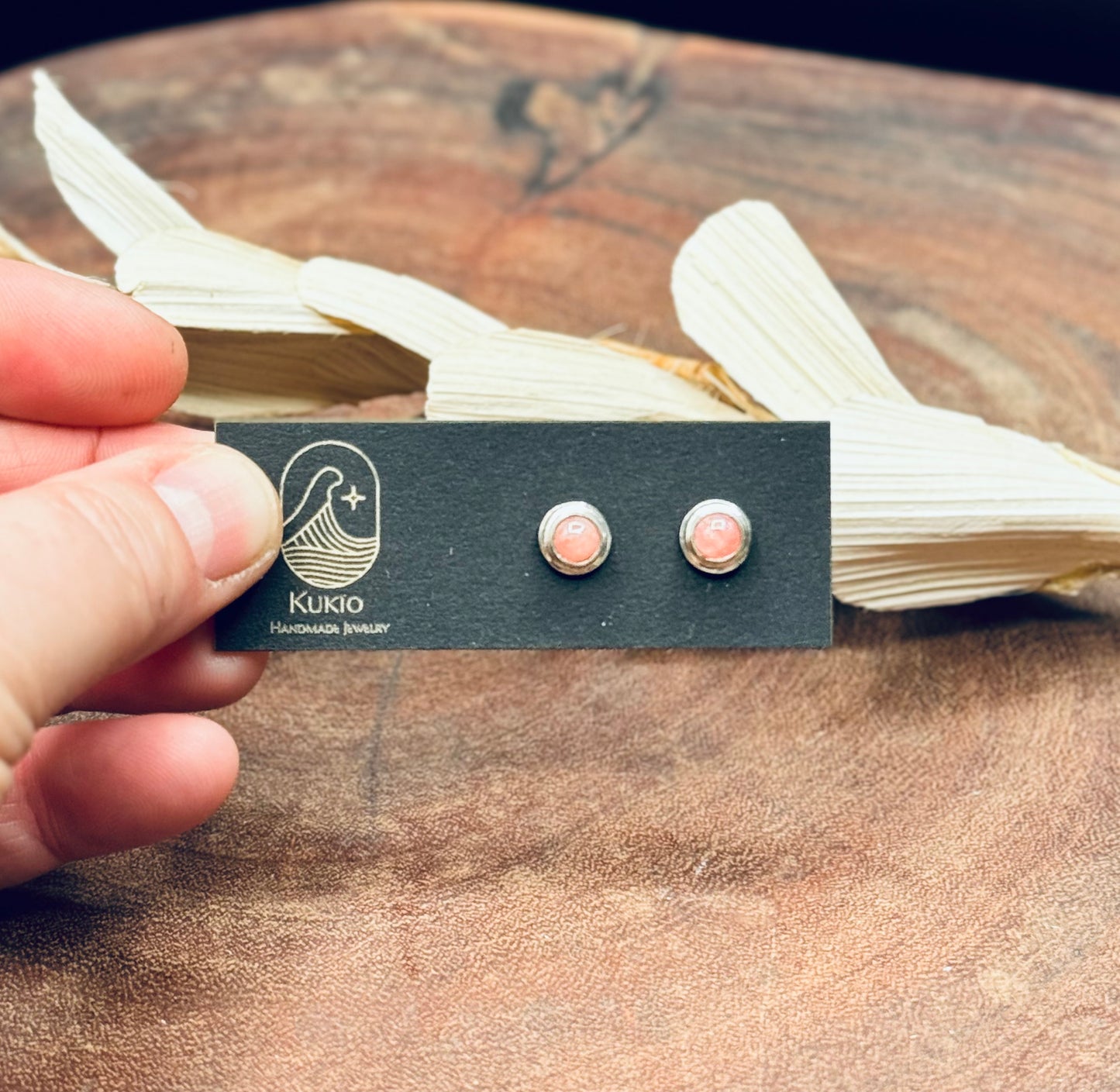 Rhodochrosite Sterling Silver Stud Earrings