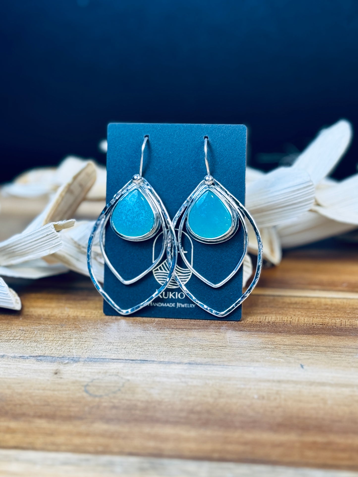 Sterling Silver Gem Silica Earrings