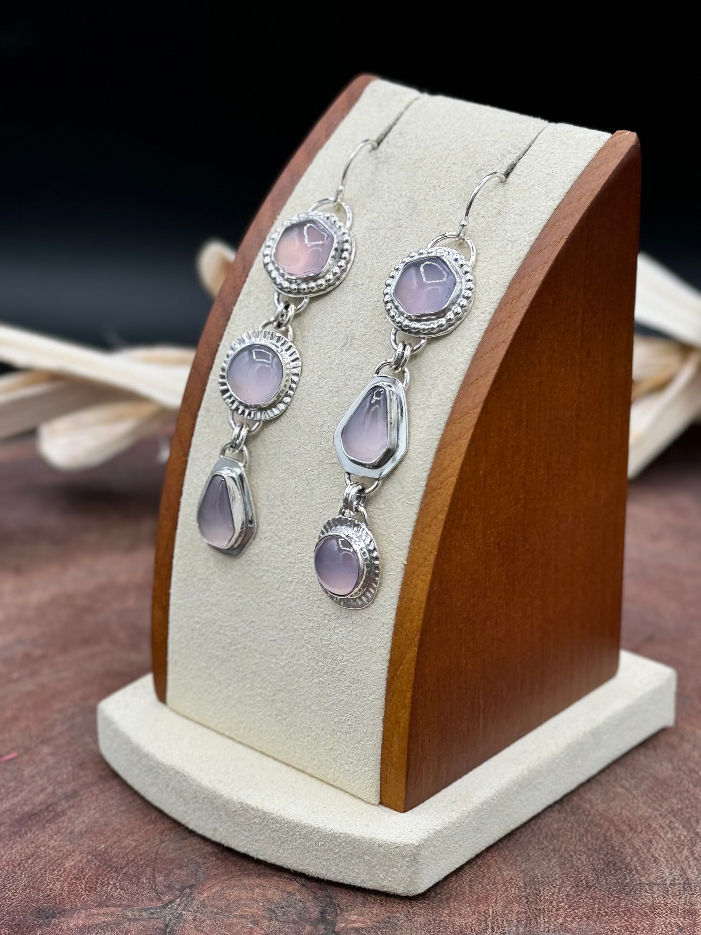 Sterling Silver Lavender Chalcedony Earrings