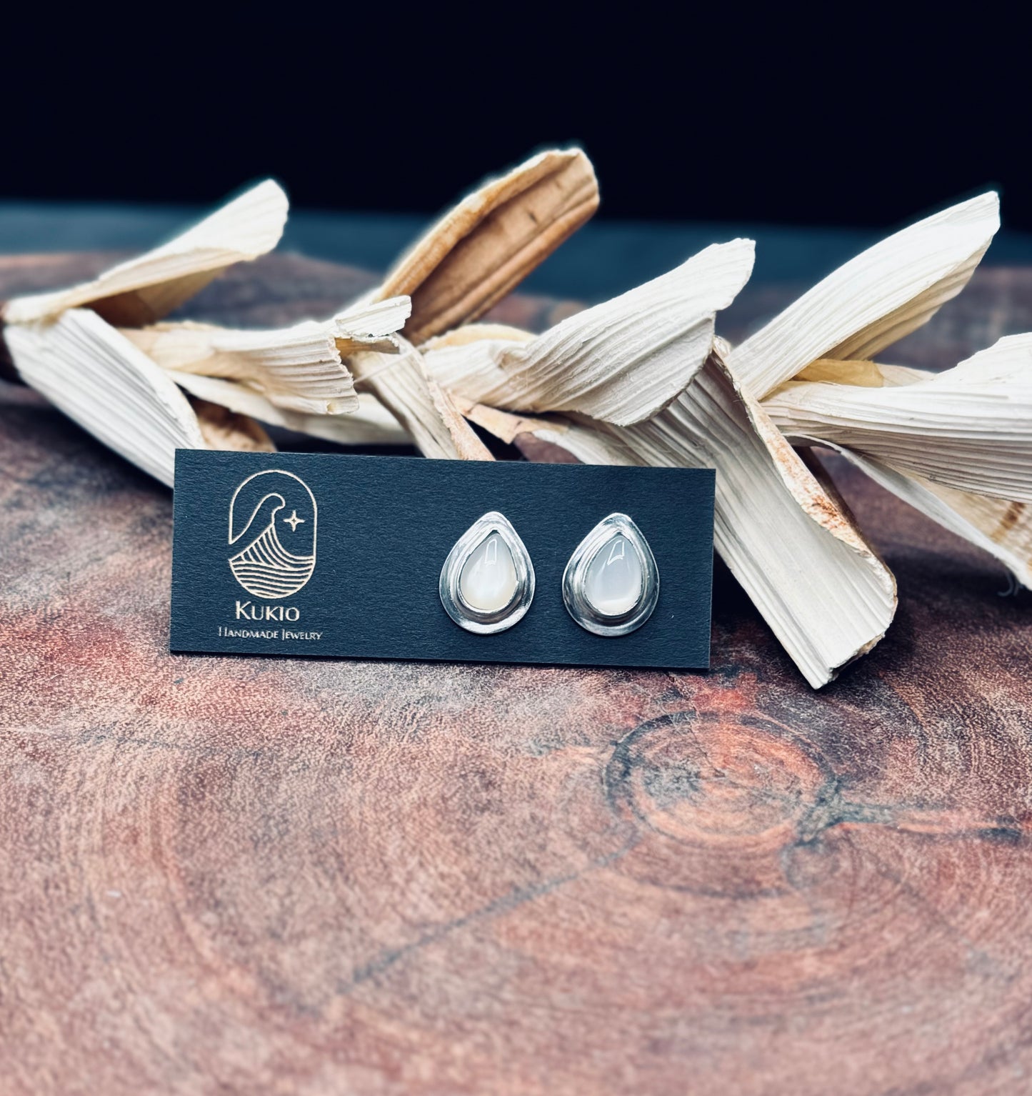 Sterling Silver White Moonstone Stud Earrings