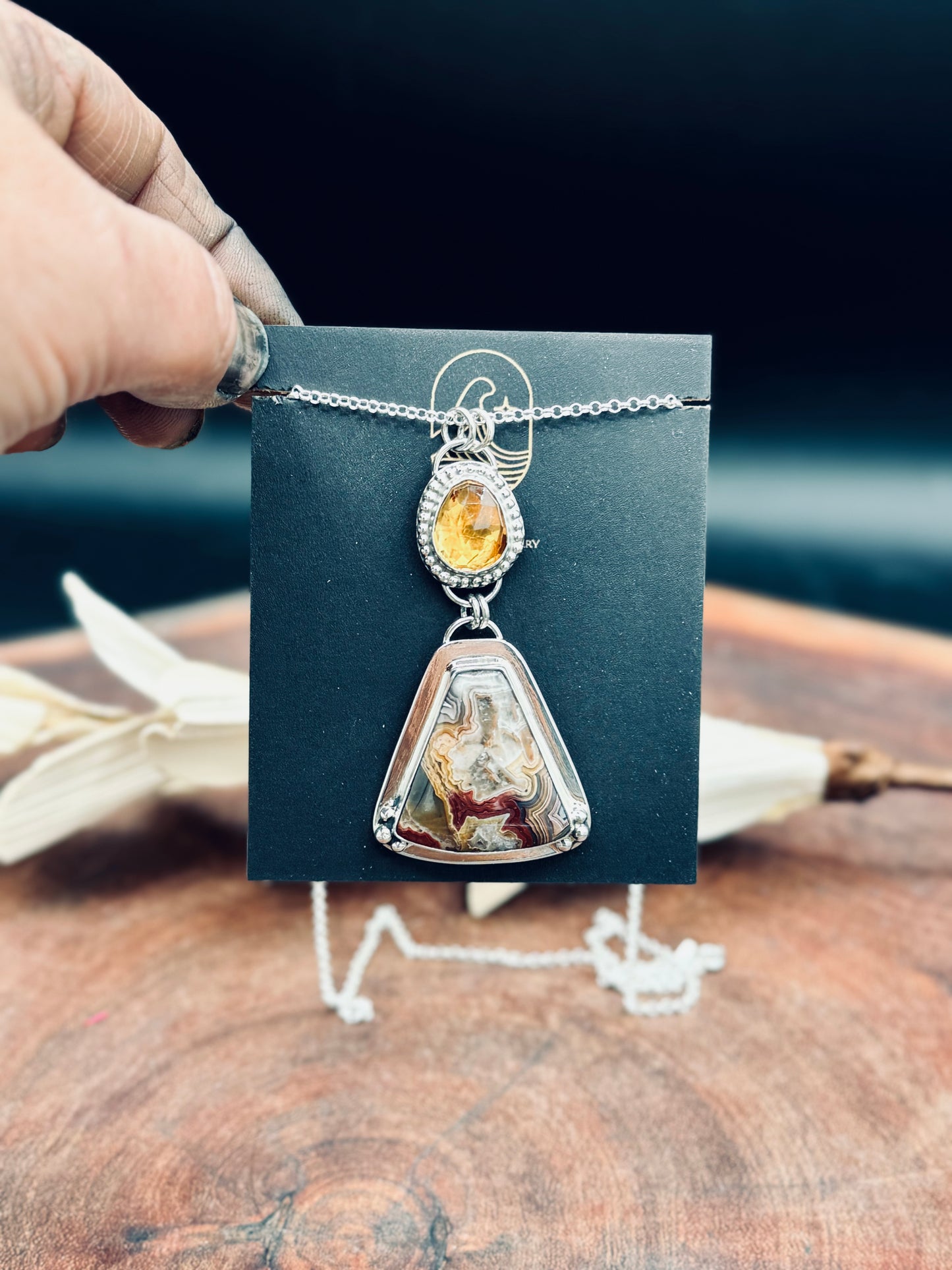 AGUA NUEVA AGATE AND CITRINE STERLING SILVER
PENDANT