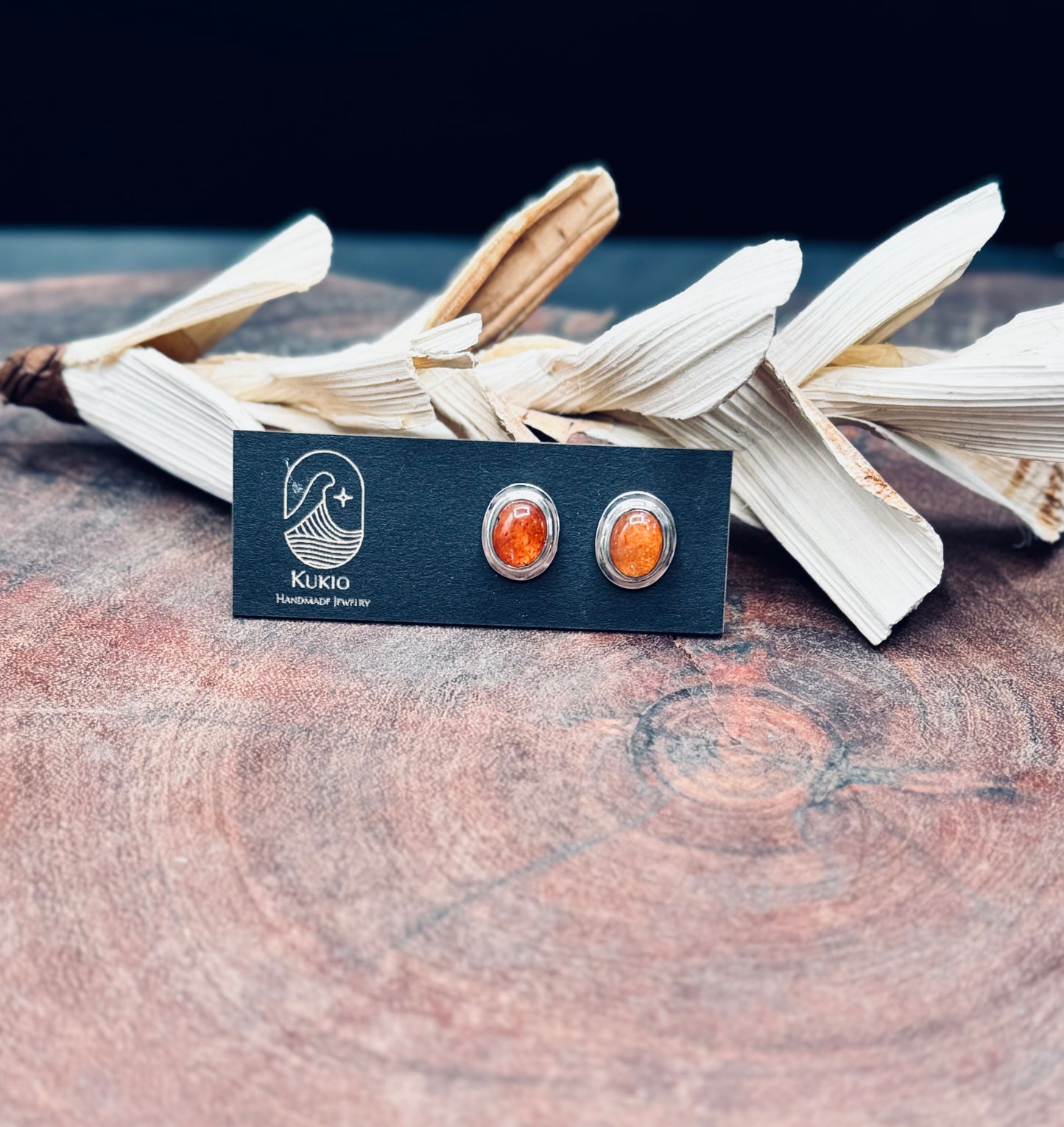 Sterling Silver Sunstone Stud Earrings