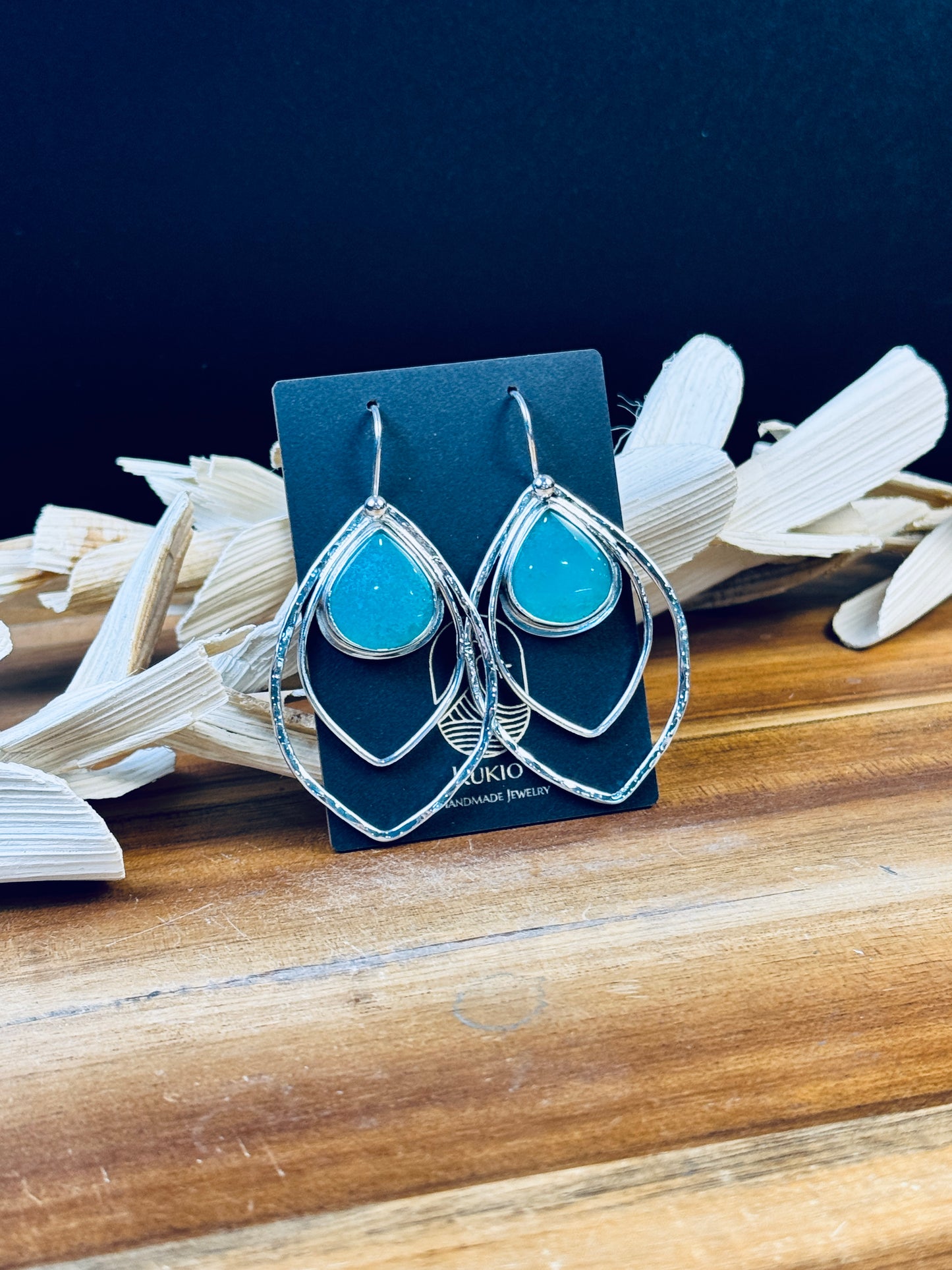 Sterling Silver Gem Silica Earrings