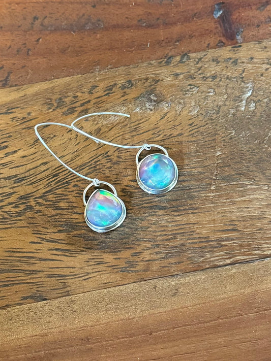 Sterling Silver Aurora Opal Doublet Earrings