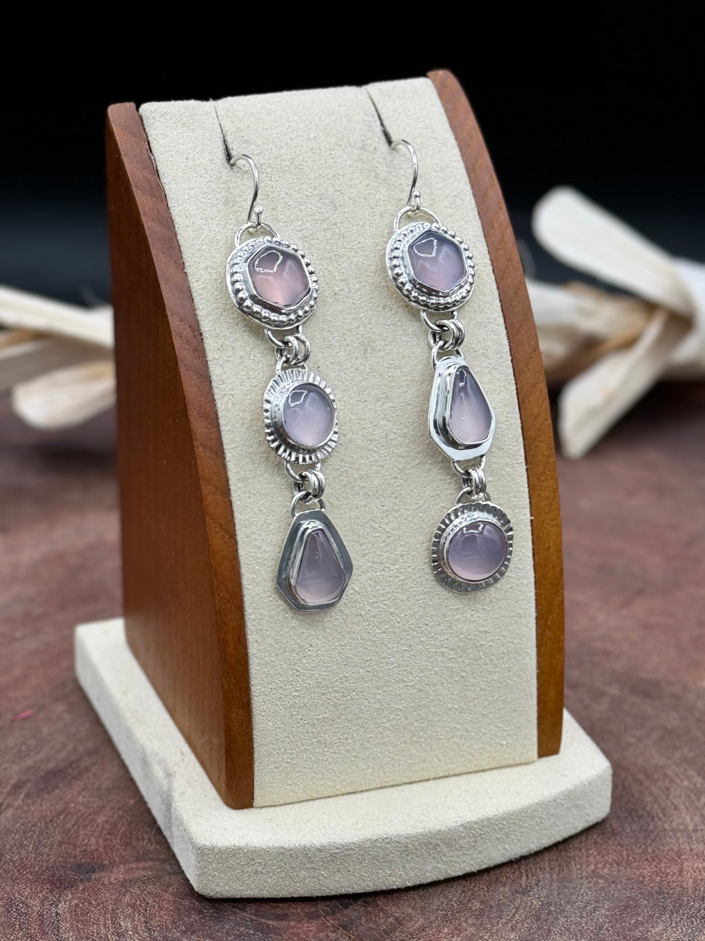 Sterling Silver Lavender Chalcedony Earrings