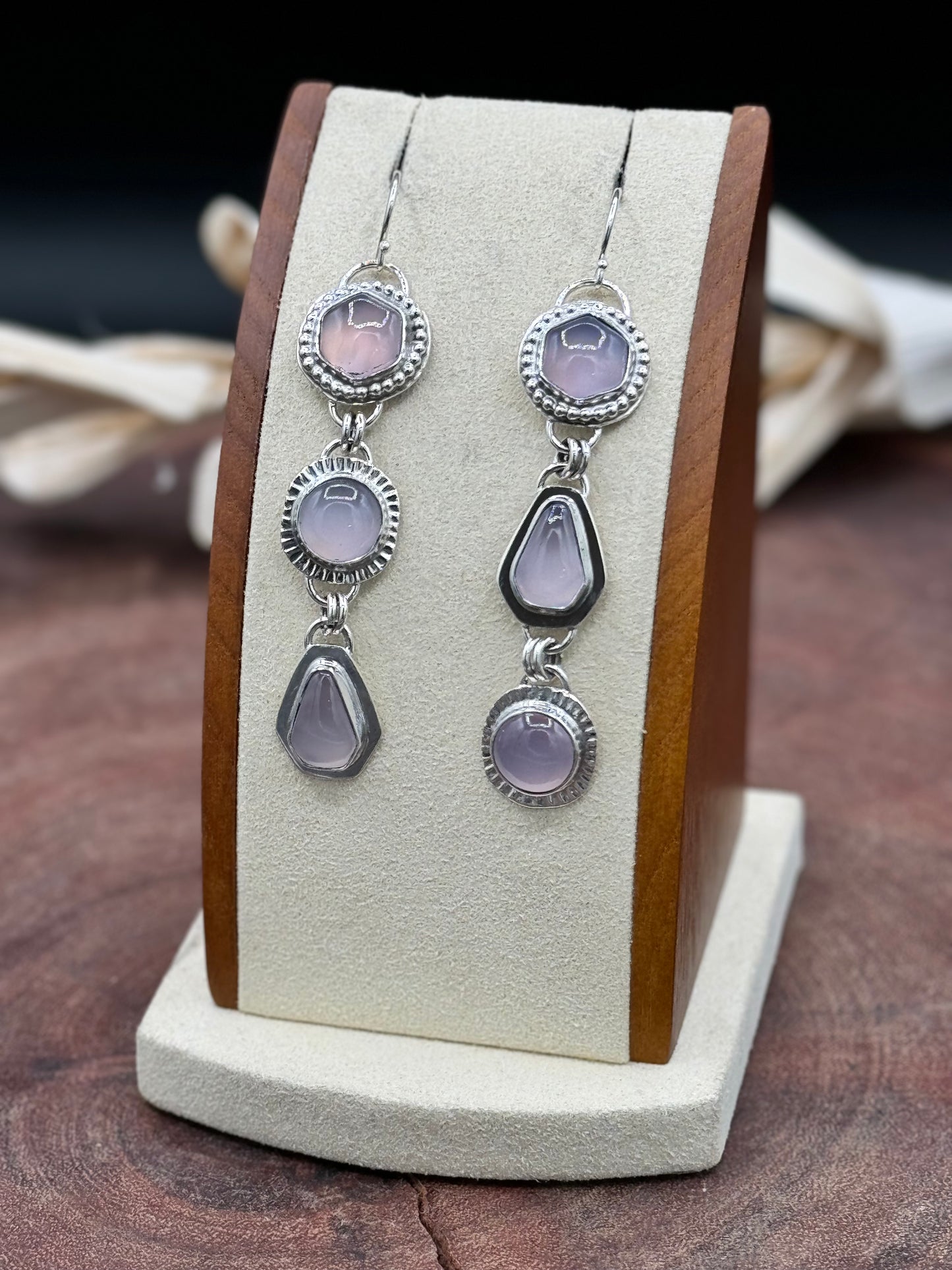 Sterling Silver Lavender Chalcedony Earrings