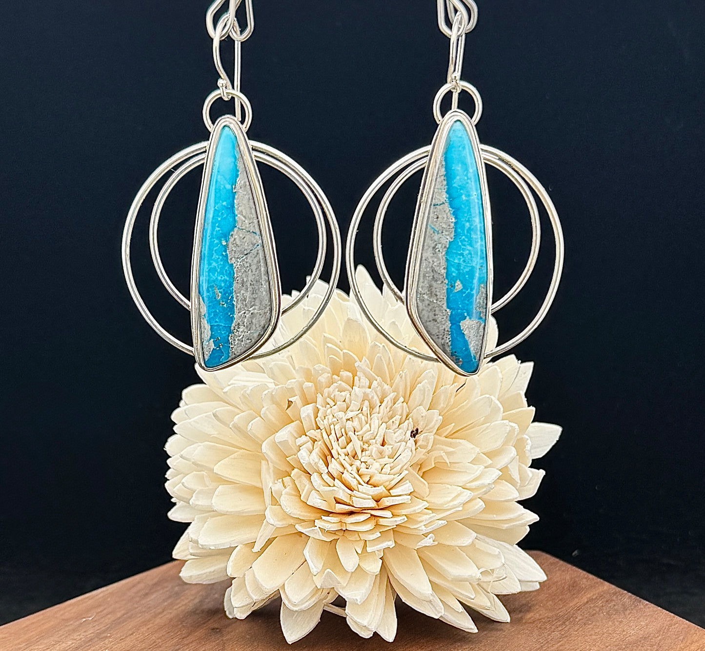 Sterling Silver Persian Turquoise Hoop Earrings