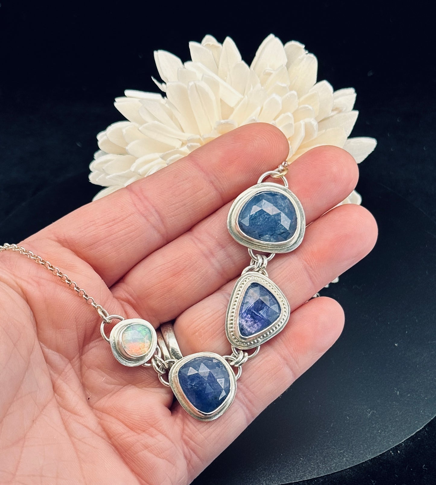 Tanzanite with Iolite and Opal Necklace