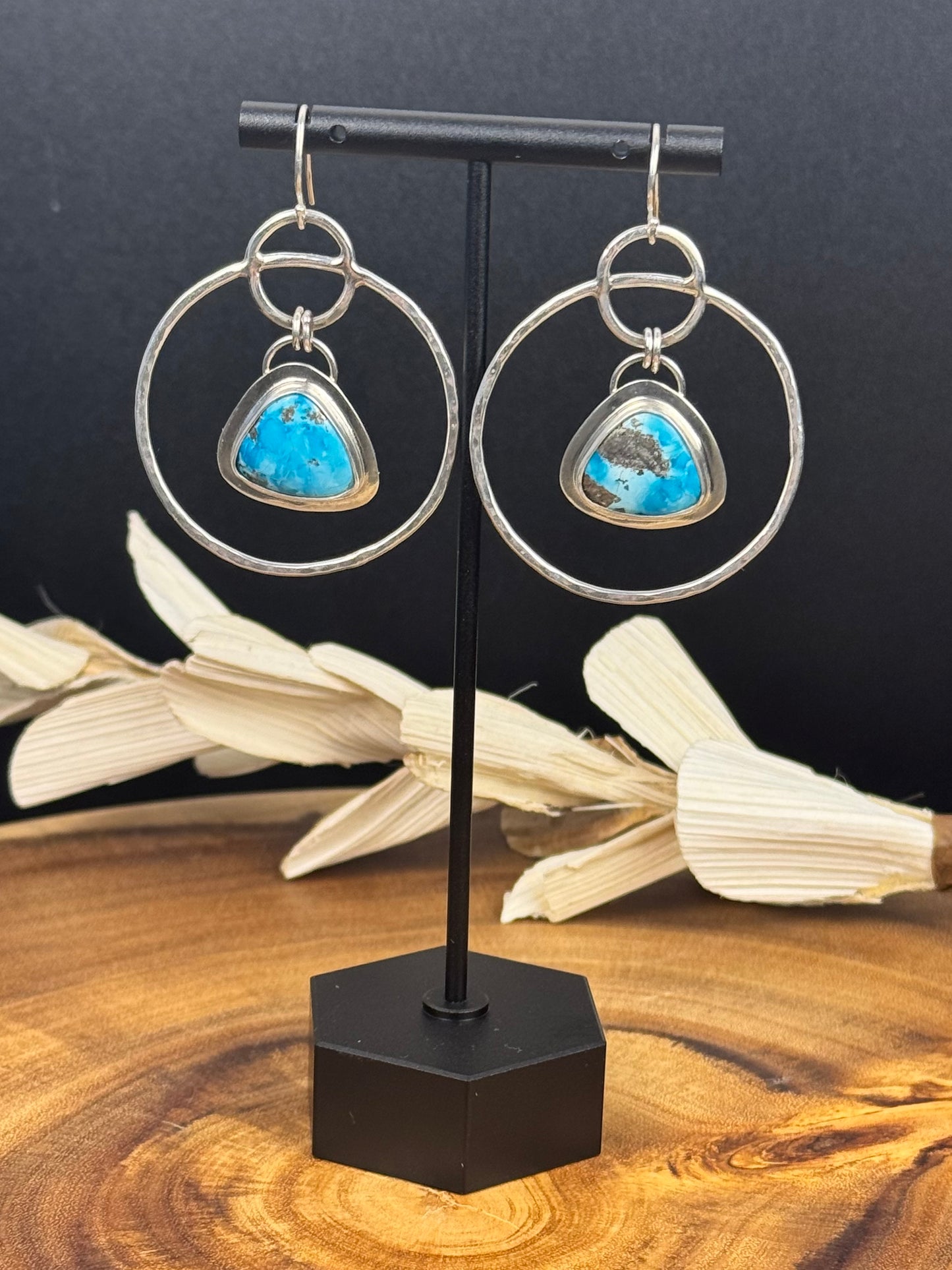 Sterling Silver Persian Turquoise Hoop Earrings