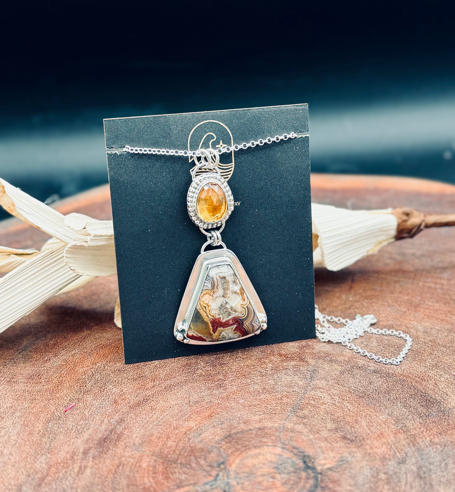 AGUA NUEVA AGATE AND CITRINE STERLING SILVER
PENDANT