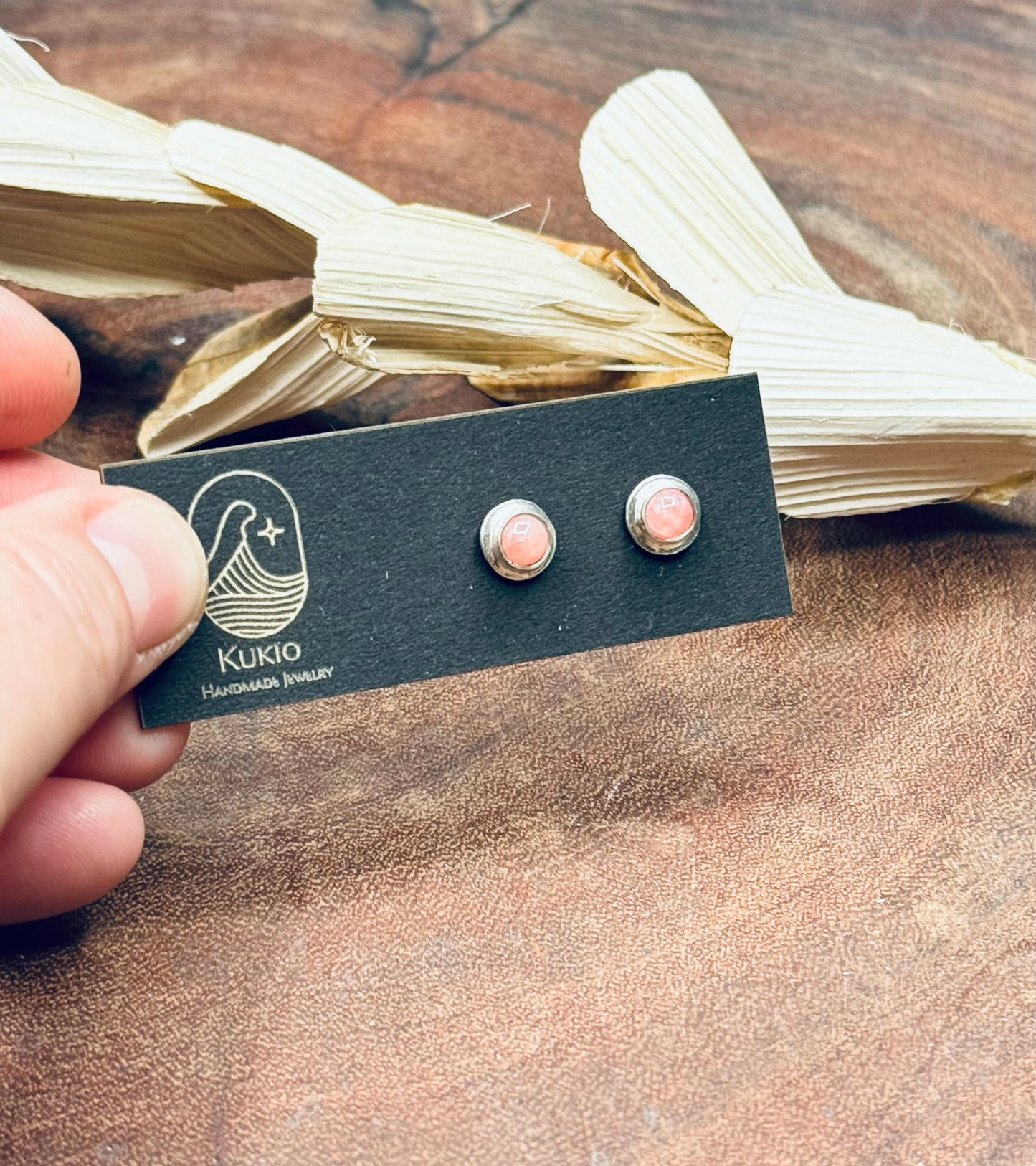 Rhodochrosite Sterling Silver Stud Earrings