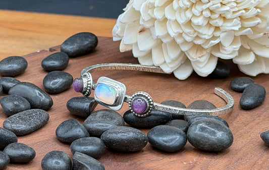 Ethiopian Opal and Silky Ruby Cuff
