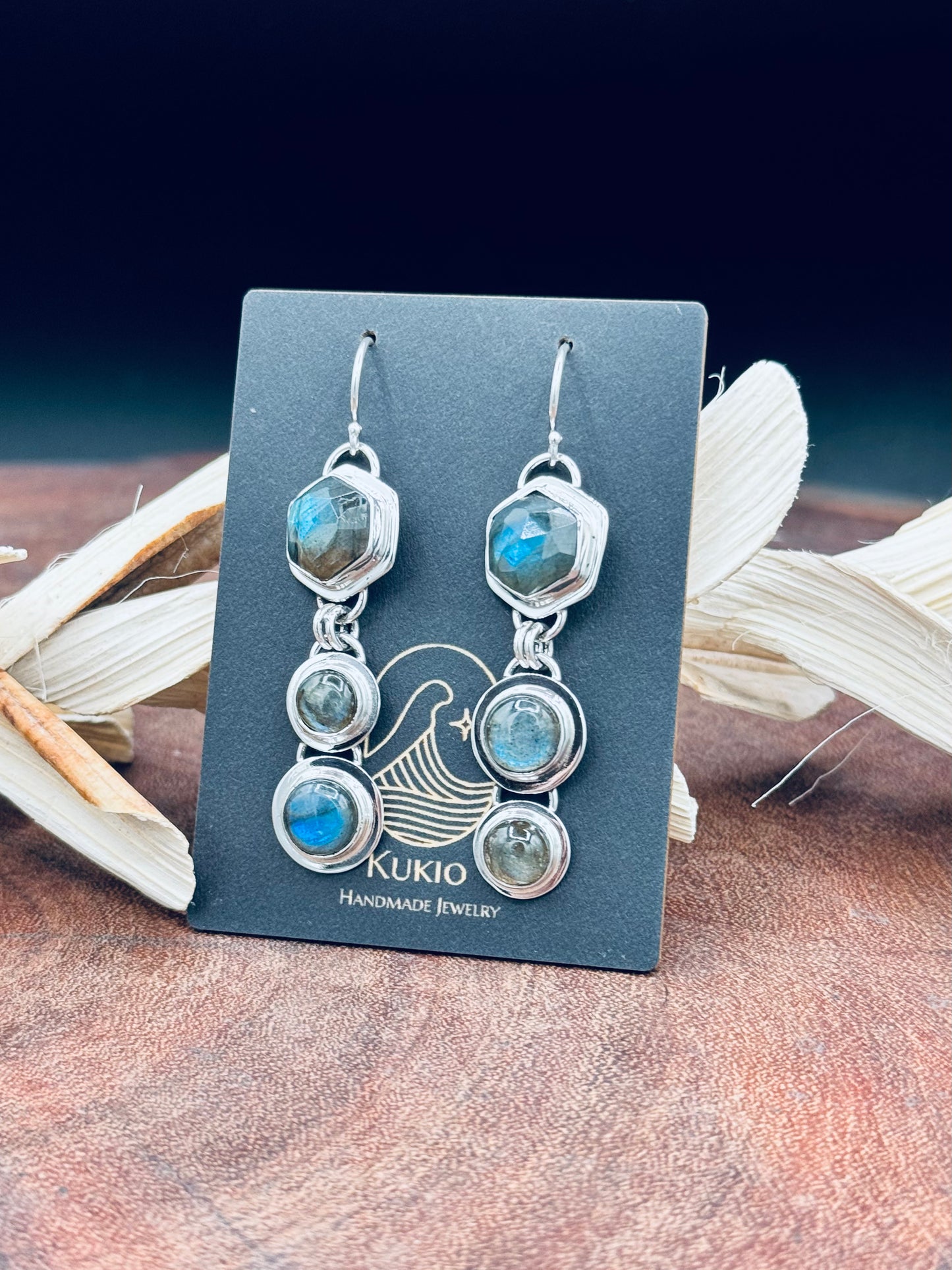 Triple Labradorite Sterling Silver Dangle Earrings