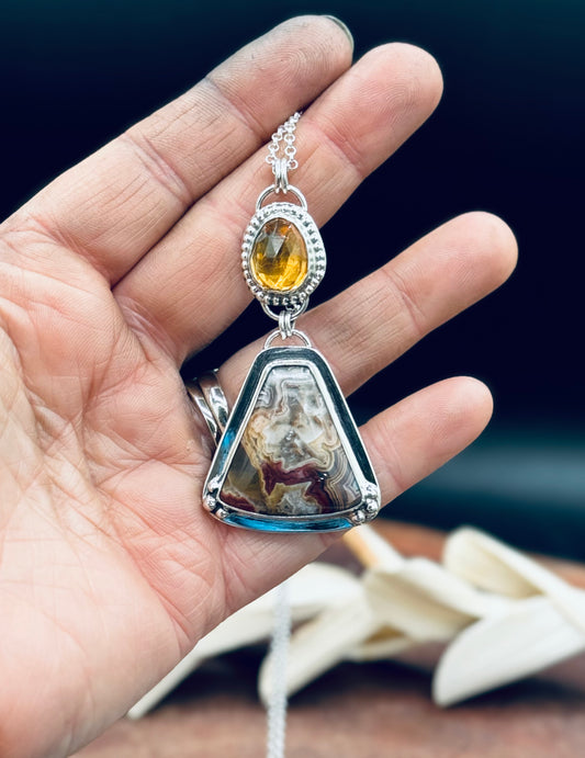 AGUA NUEVA AGATE AND CITRINE STERLING SILVER
PENDANT