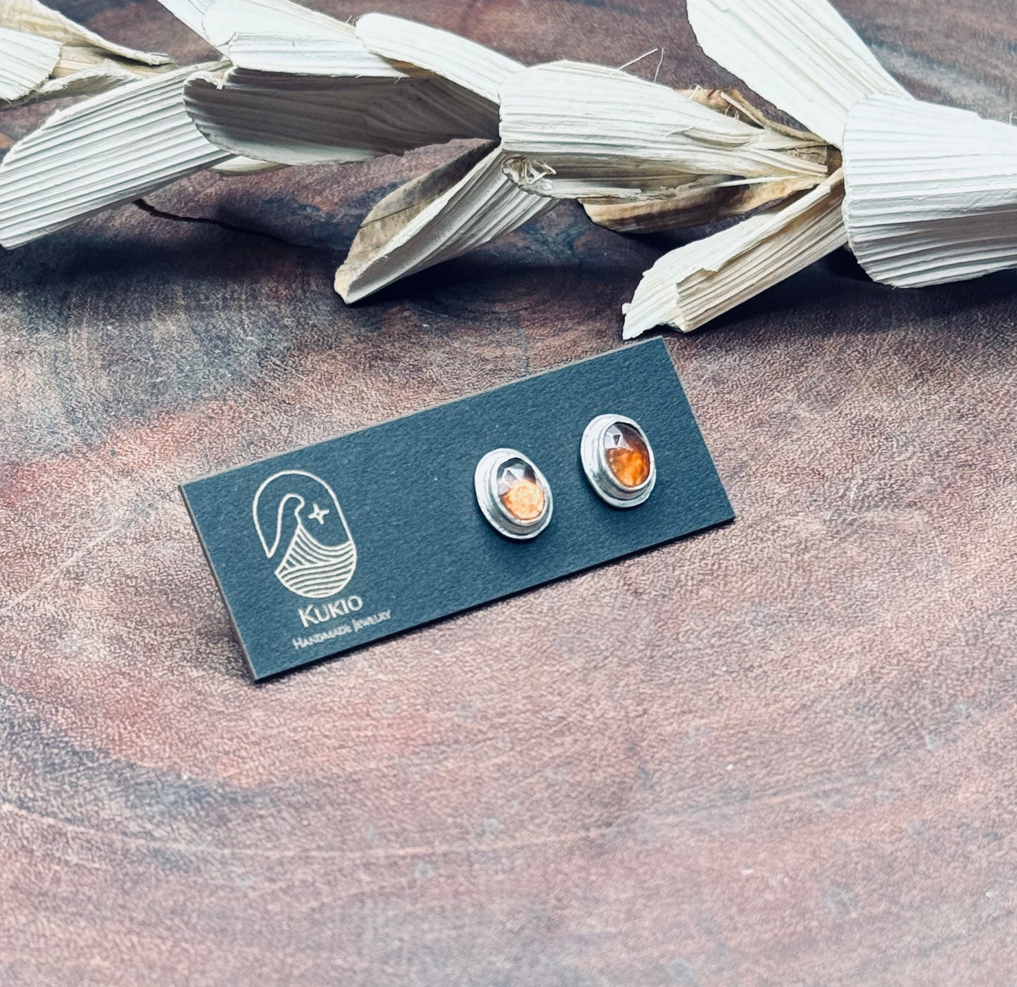 Natural Brown Zircon Sterling Silver Stud Earrings