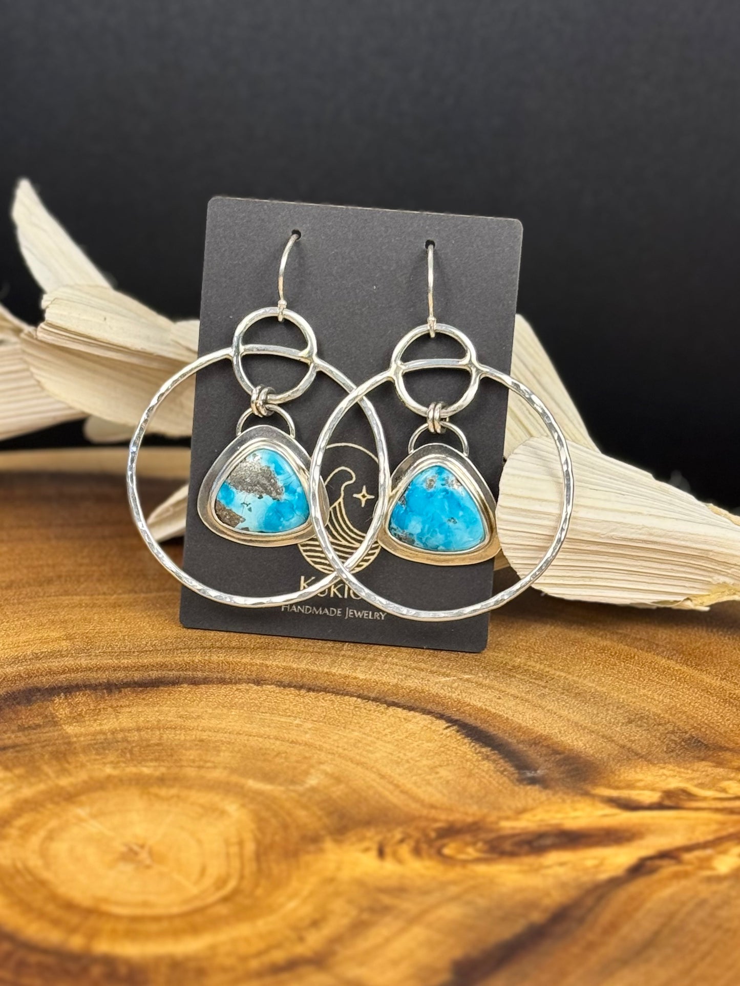 Sterling Silver Persian Turquoise Hoop Earrings