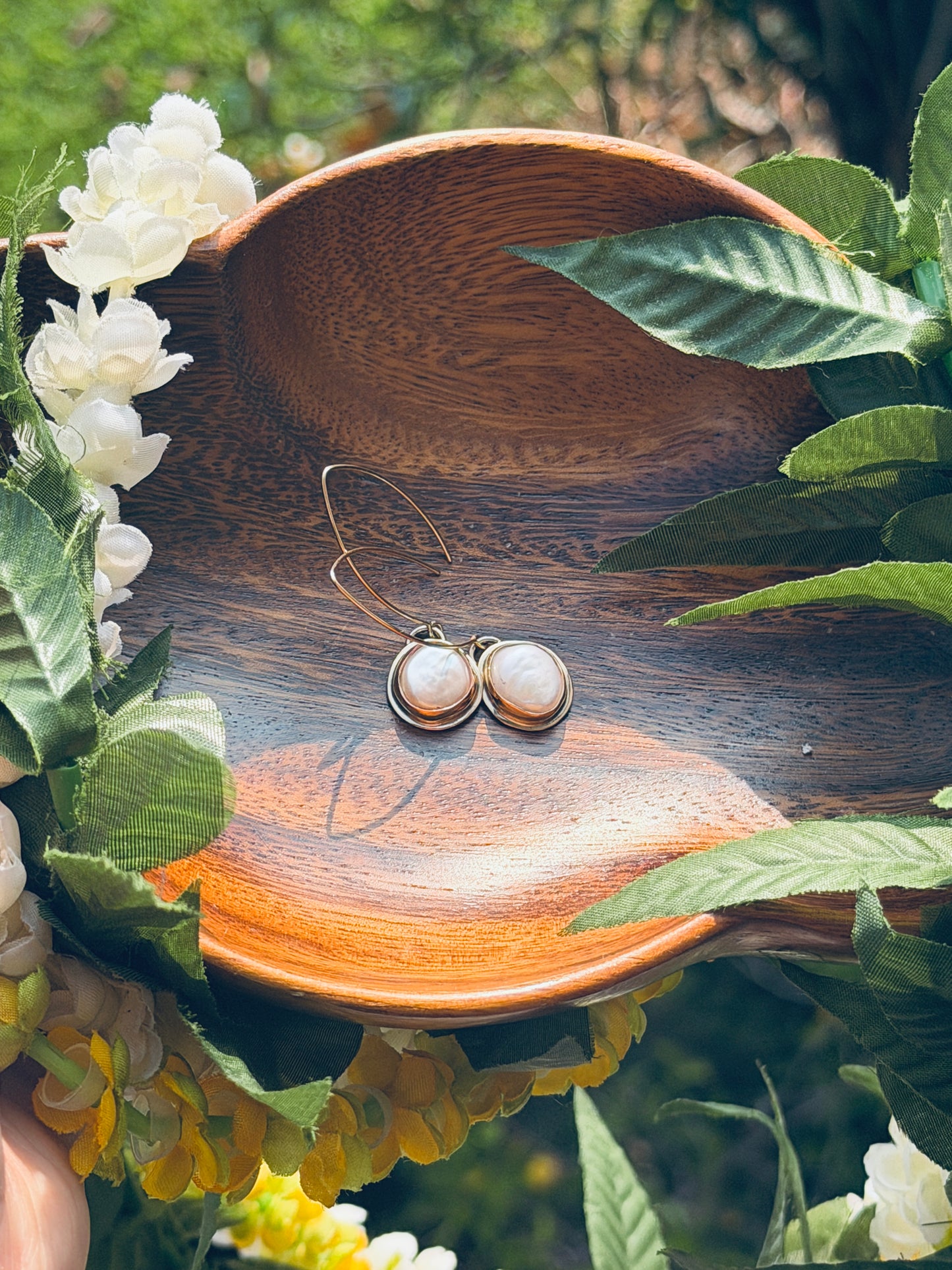 Gold Fill Coin Pearl Earrings