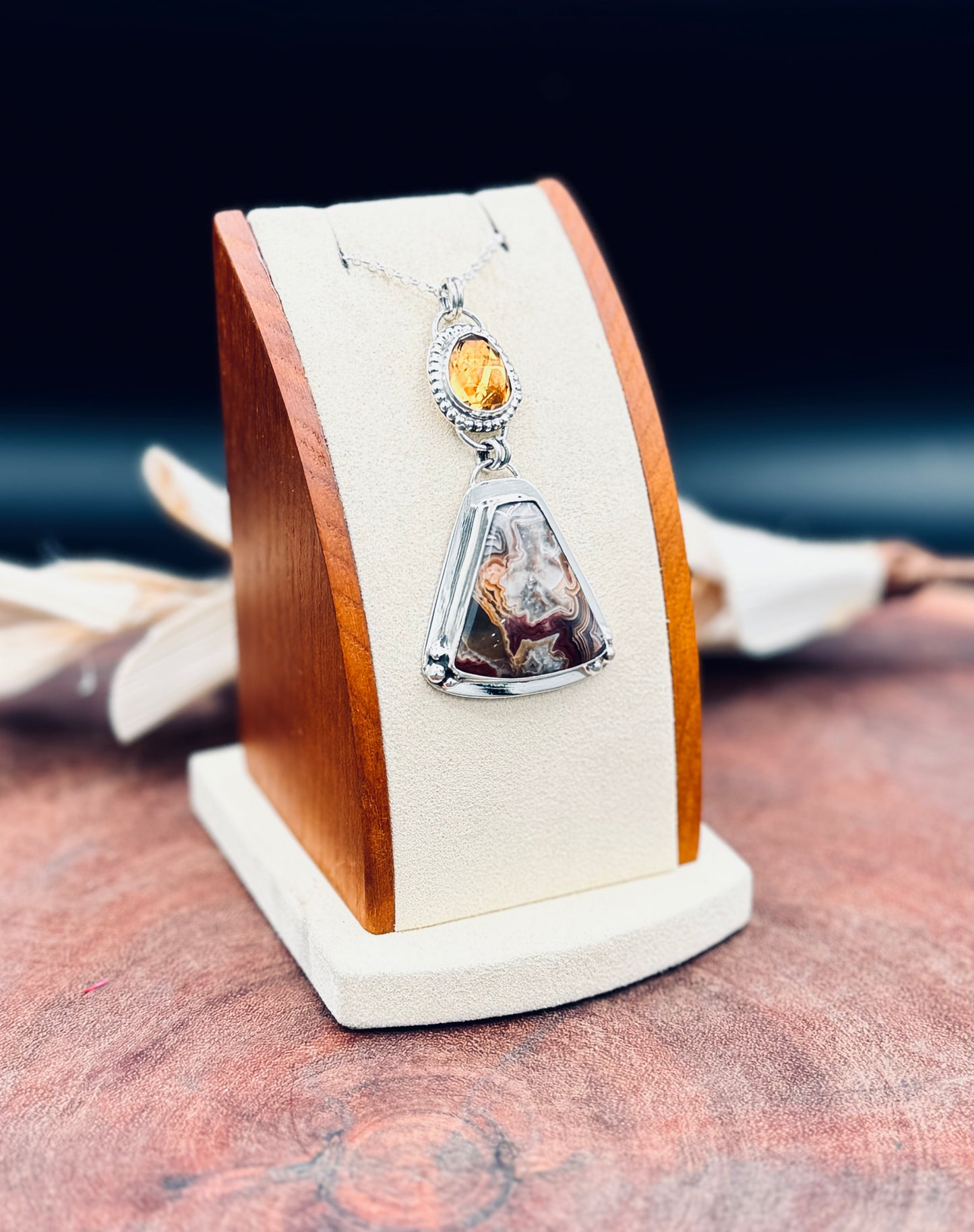 AGUA NUEVA AGATE AND CITRINE STERLING SILVER
PENDANT