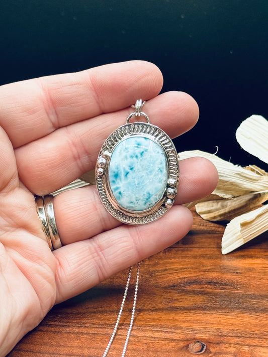 Sterling Silver Larimar Pendant Necklace