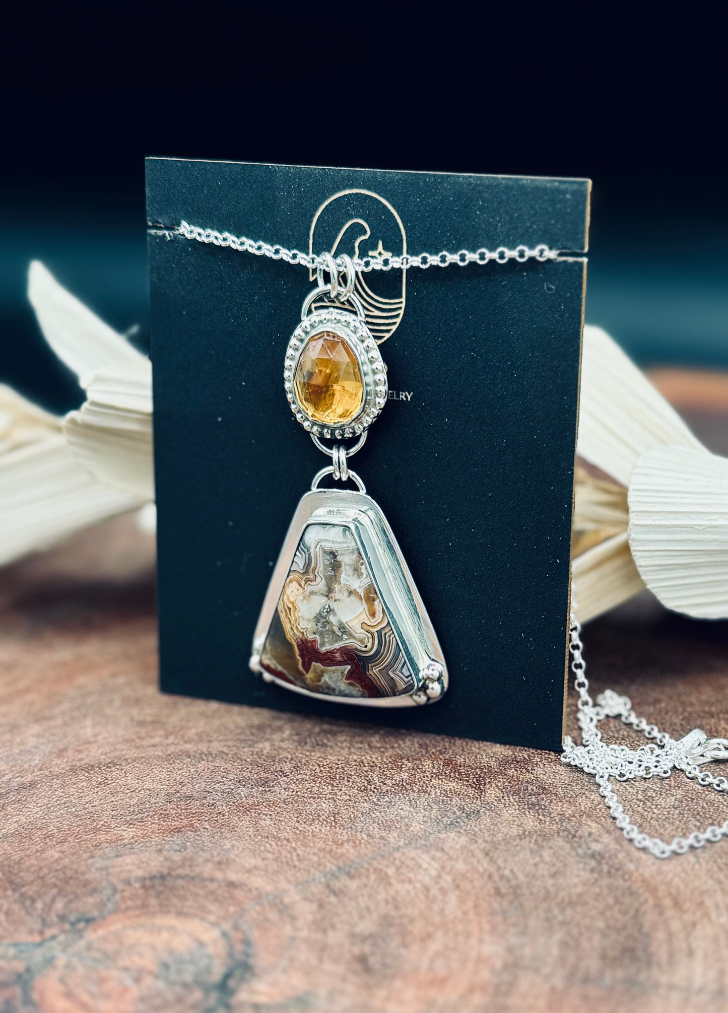 AGUA NUEVA AGATE AND CITRINE STERLING SILVER
PENDANT