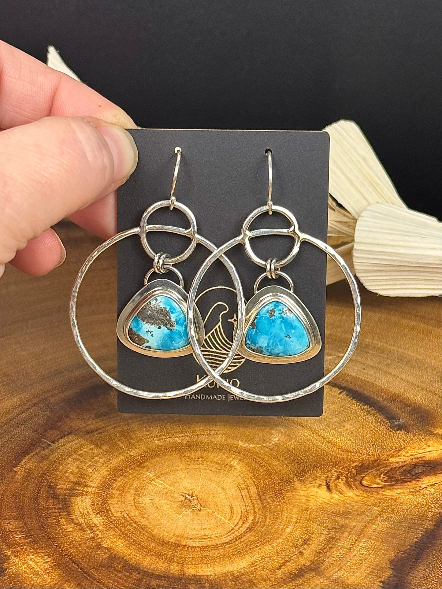 Sterling Silver Persian Turquoise Hoop Earrings