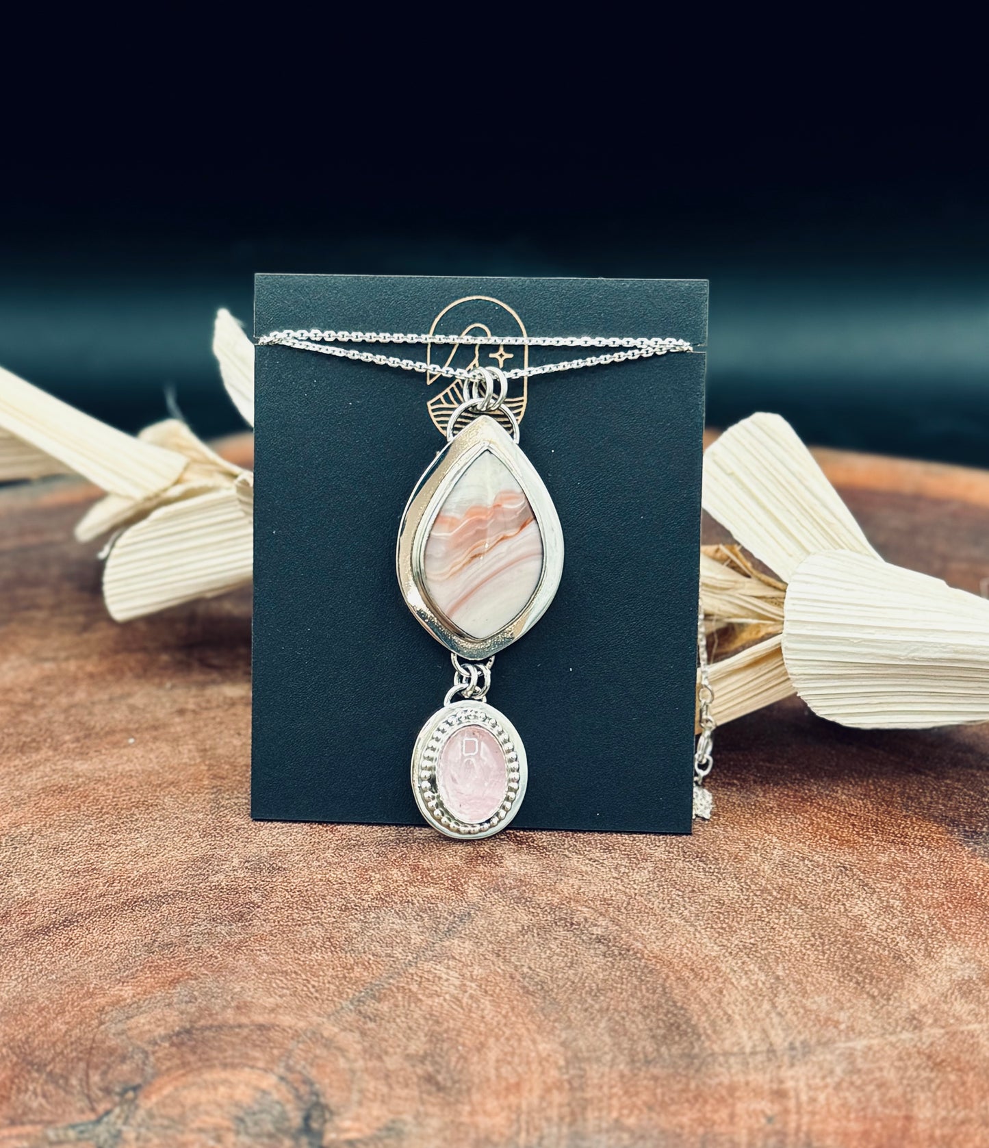 Windy Mountain Jasper and Morganite Sterling Silver Pendant