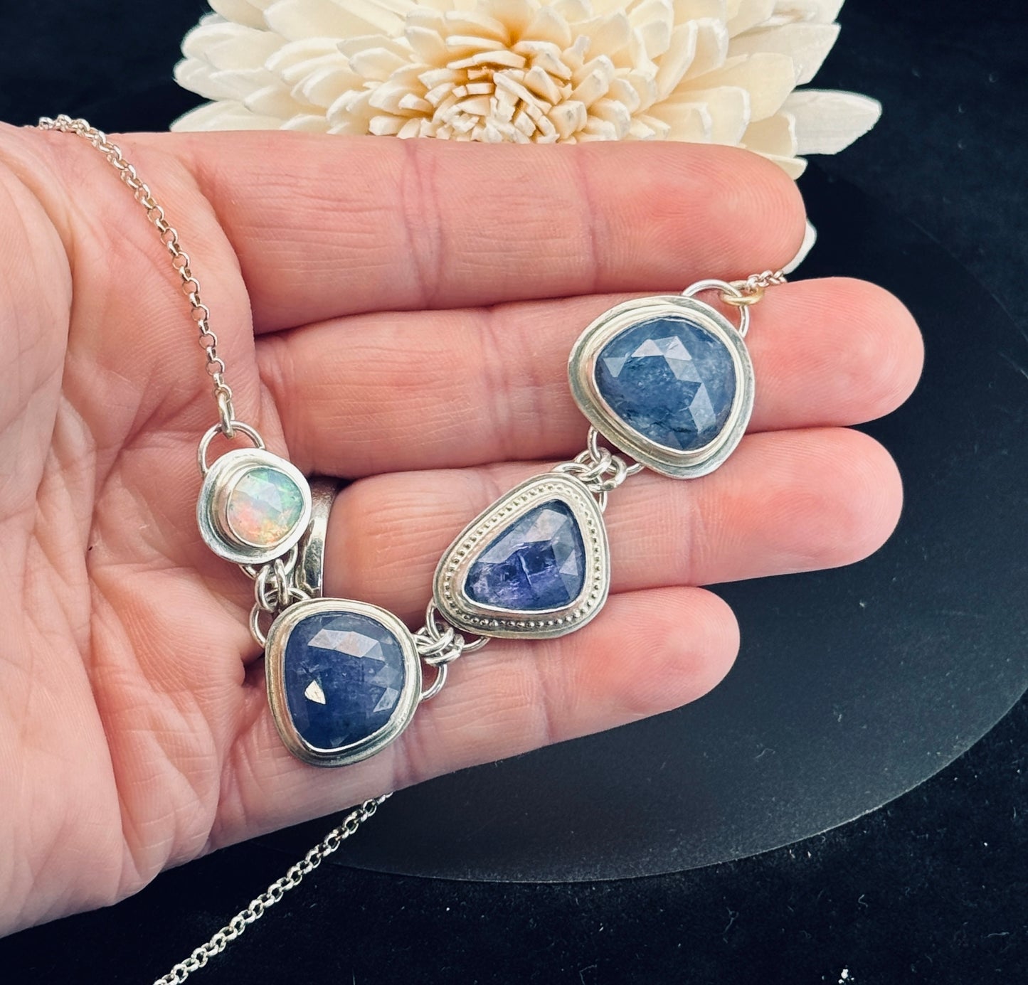 Tanzanite with Iolite and Opal Necklace