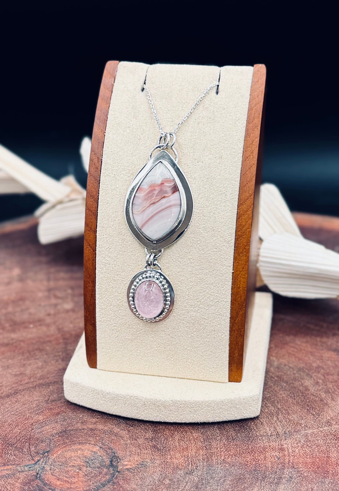 Windy Mountain Jasper and Morganite Sterling Silver Pendant