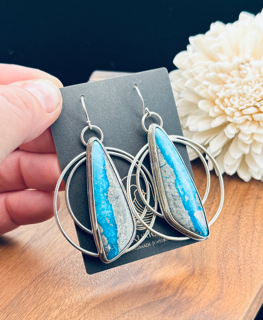 Sterling Silver Persian Turquoise Hoop Earrings