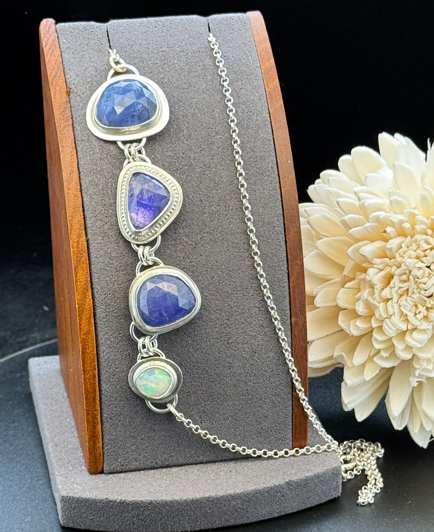 Tanzanite with Iolite and Opal Necklace