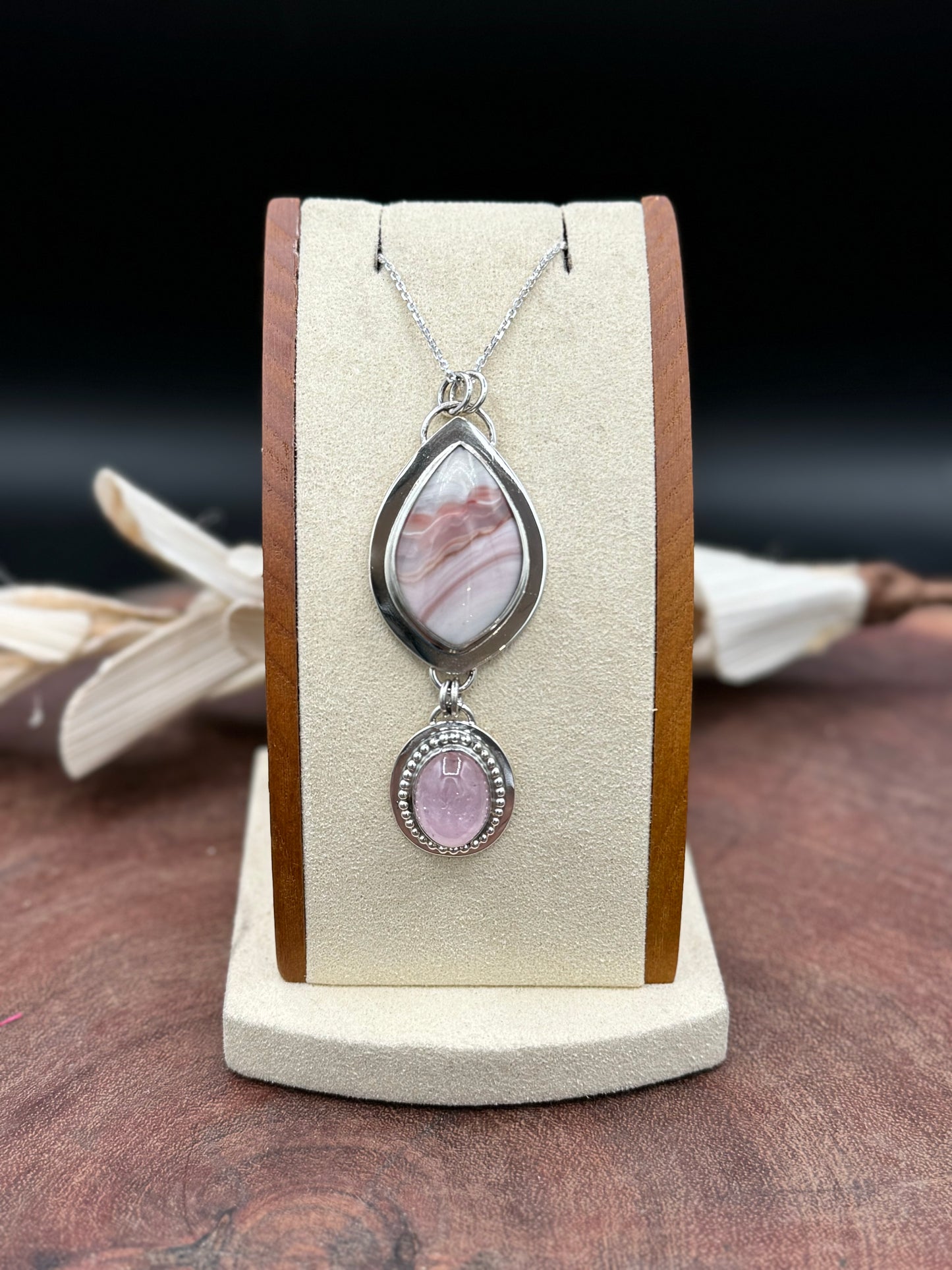 Windy Mountain Jasper and Morganite Sterling Silver Pendant