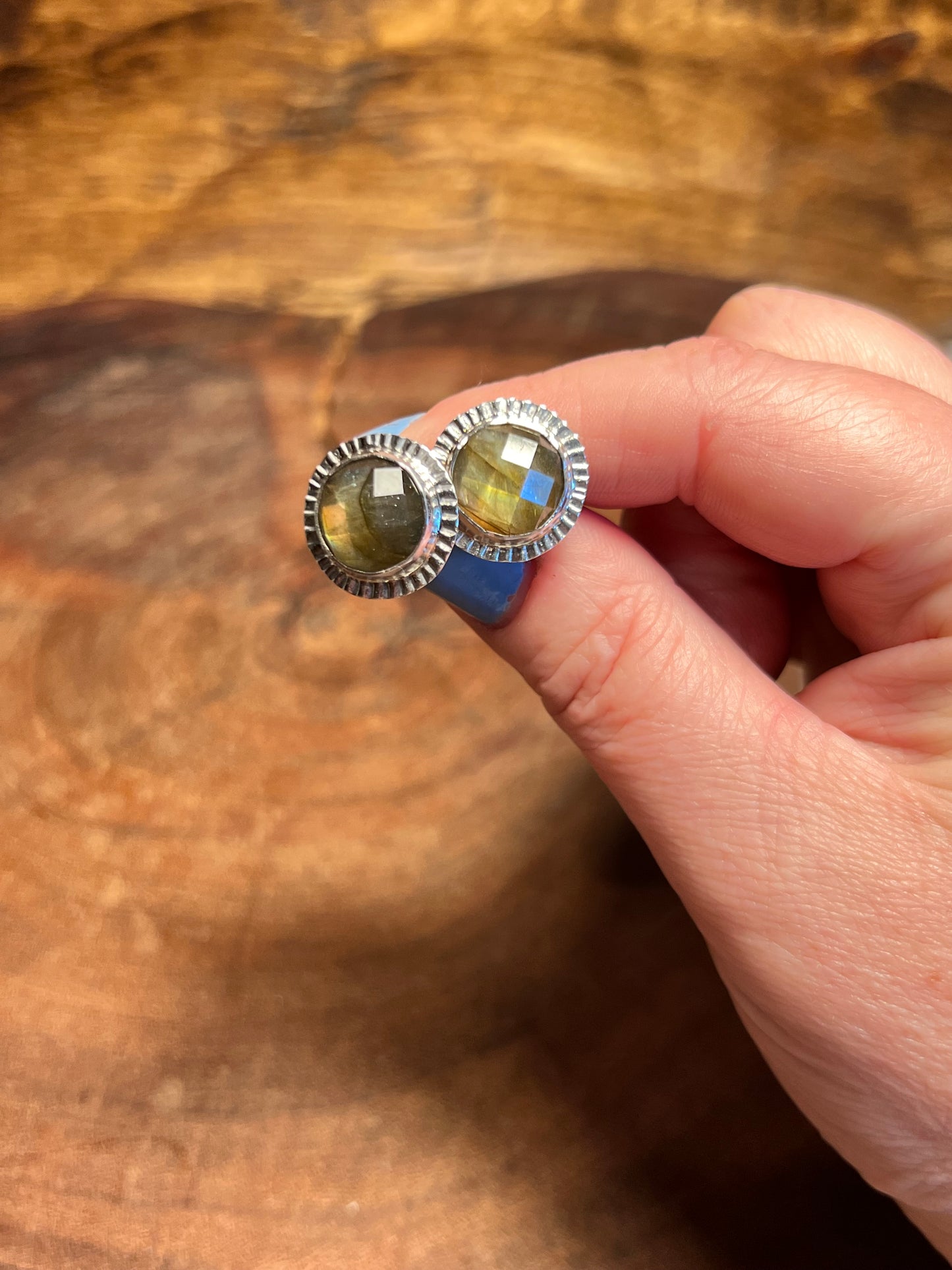 Faceted Labradorite Sterling Silver Studs