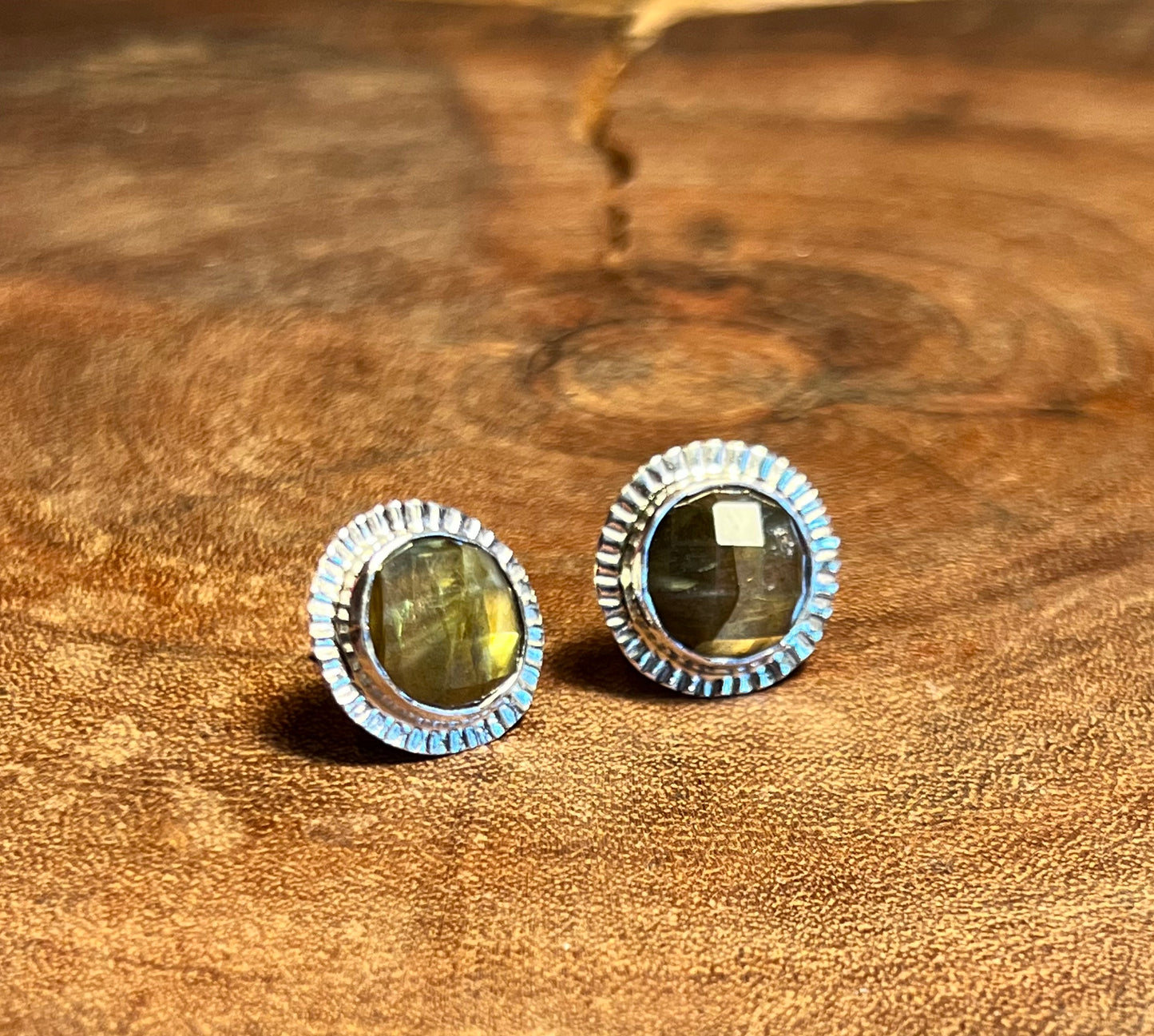 Faceted Labradorite Sterling Silver Studs