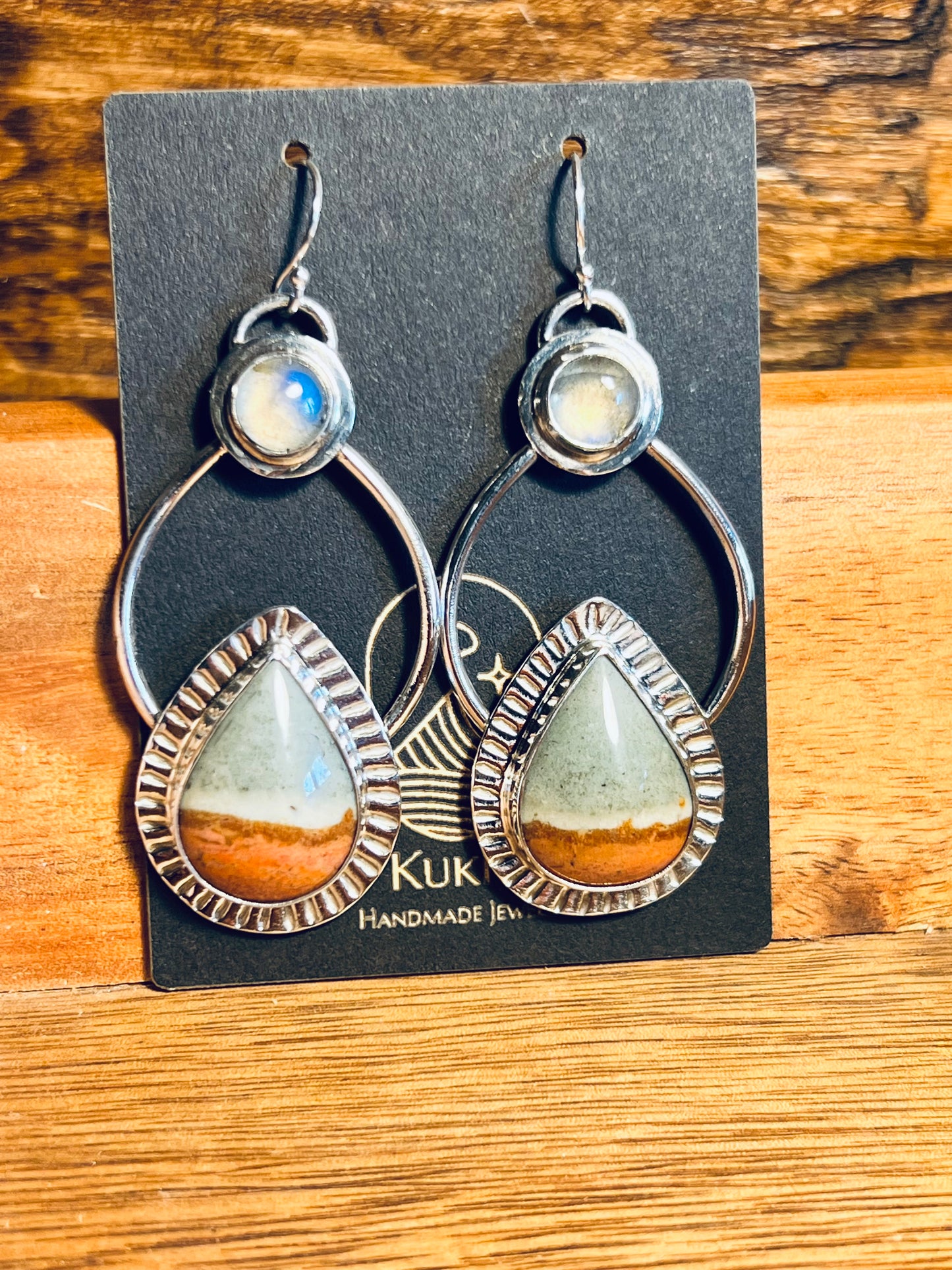 Polychrome Jasper and Labradorite Sterling Silver Earrings