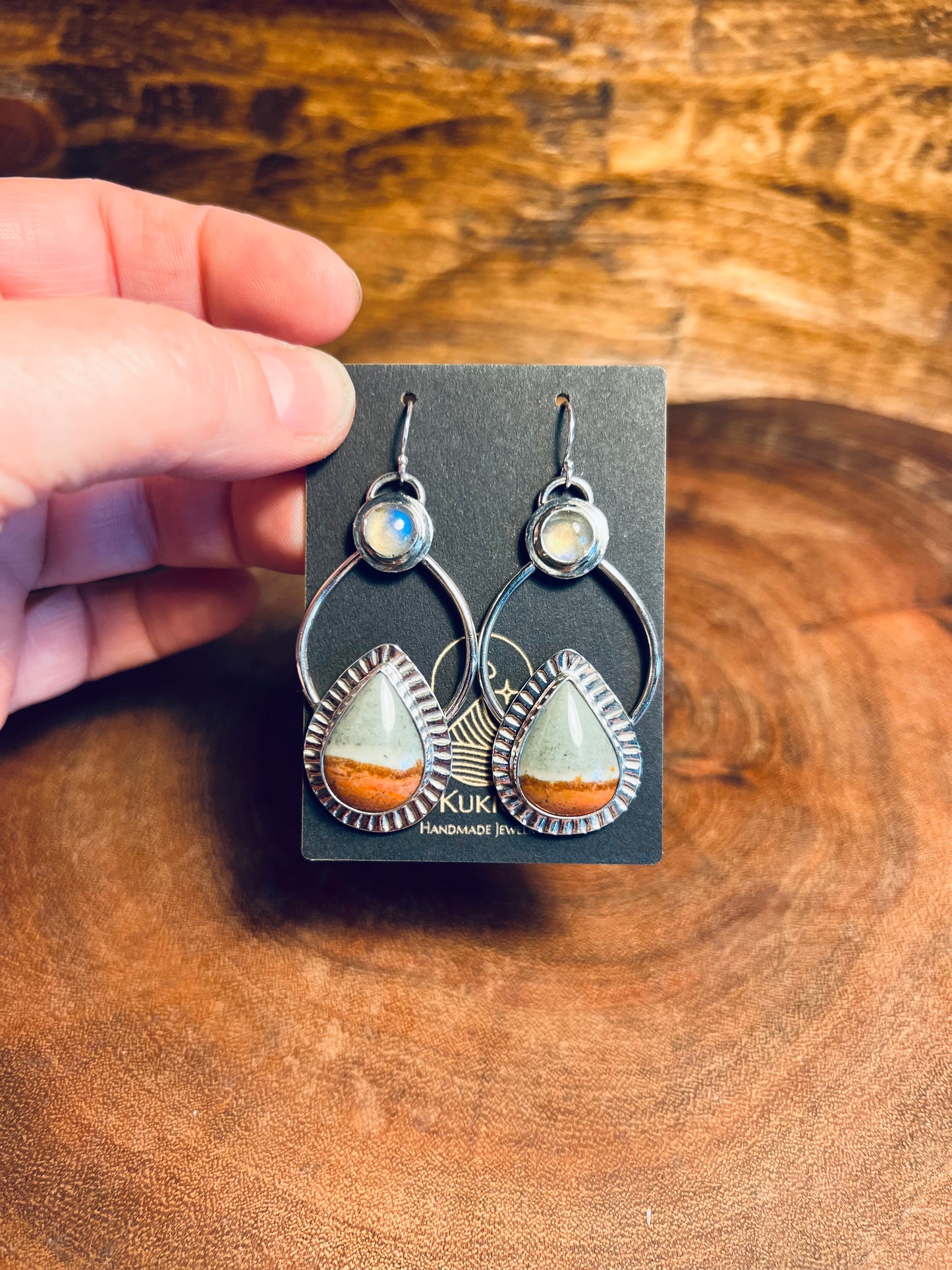 Polychrome Jasper and Labradorite Sterling Silver Earrings