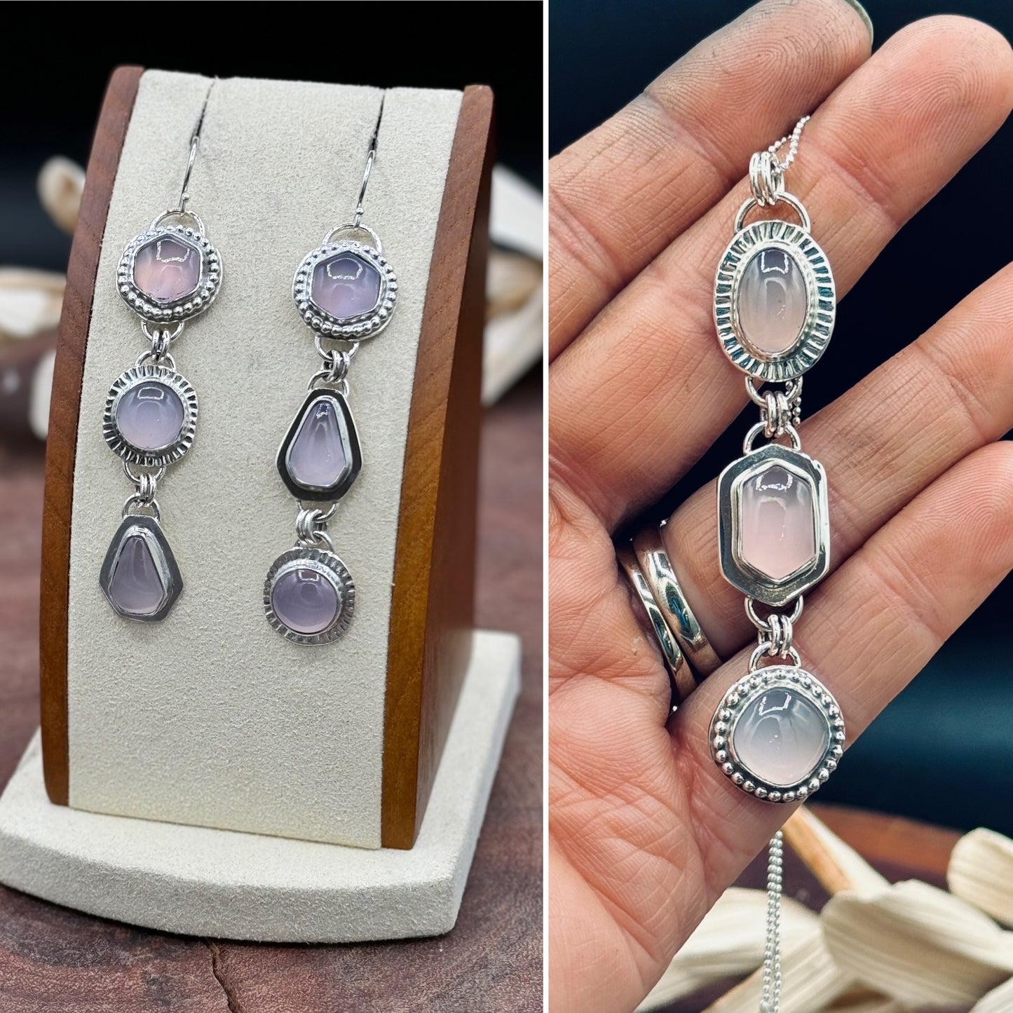 Sterling Silver Lavender Chalcedony Earrings