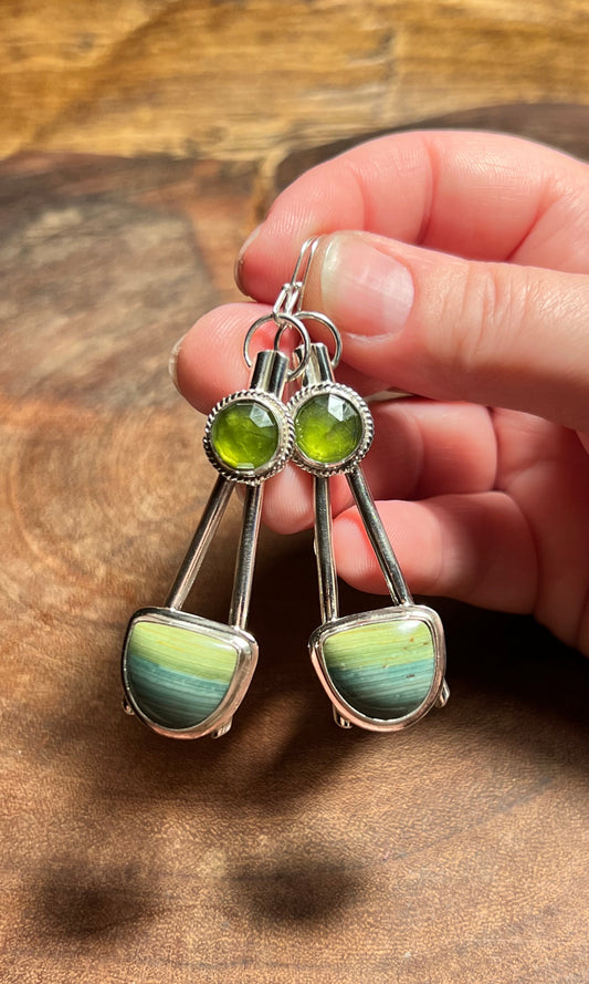 Gary Green Jasper and Vesuvianite Sterling Silver Dangle Earrings