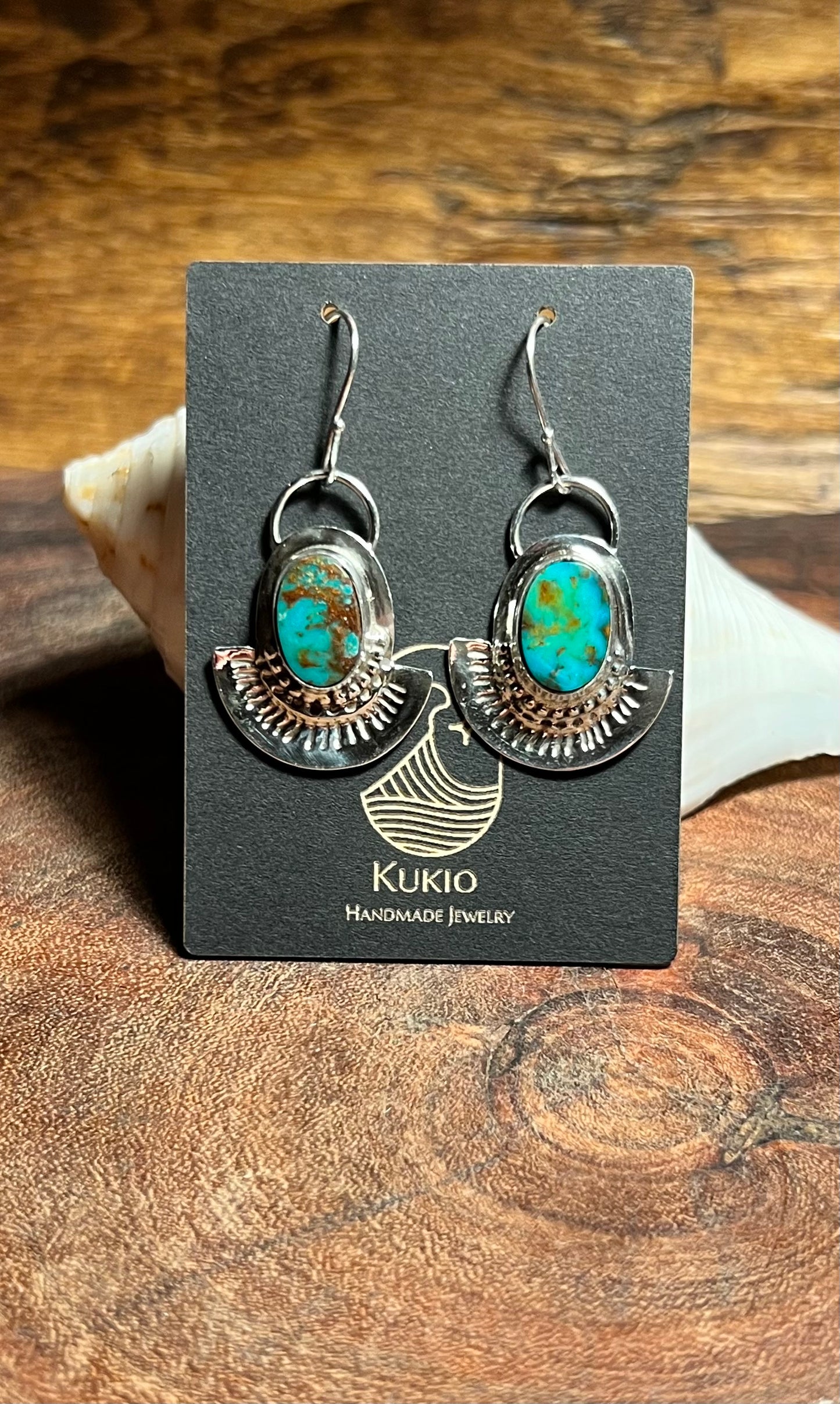Mountain Turquoise Sterling Silver Patterned Earrings