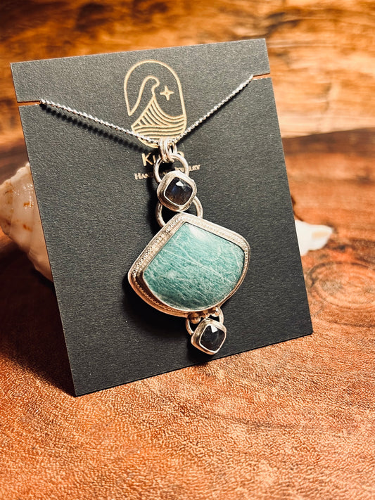 Amazonite and Labradorite Sterling Silver Pendant