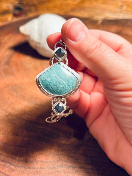 Amazonite and Labradorite Sterling Silver Pendant