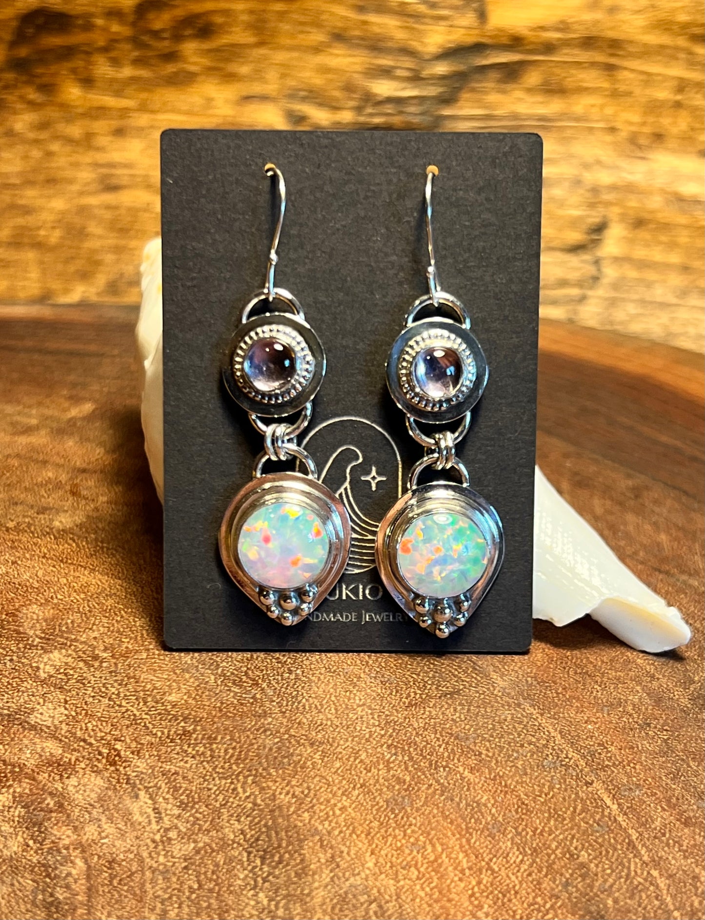 Stellar Opal and Lavender Amethyst Sterling Silver Dangle Earring