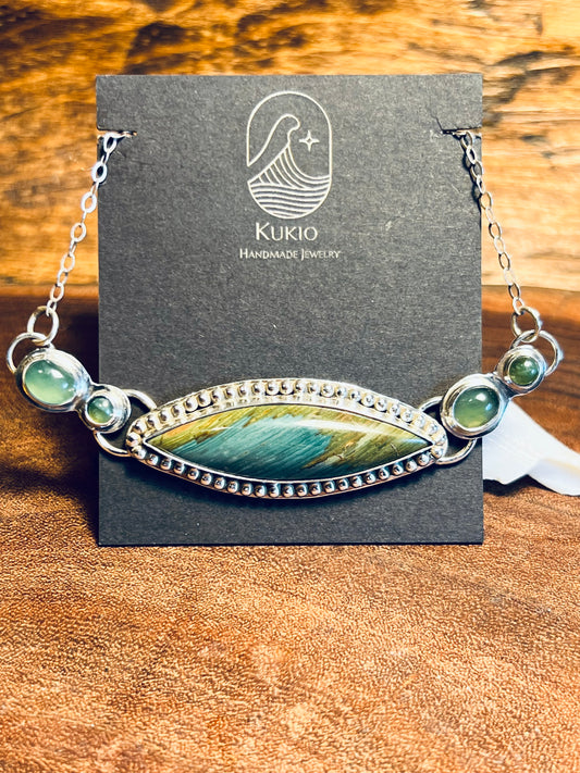 Gary Green Jasper and Serpentine Necklace