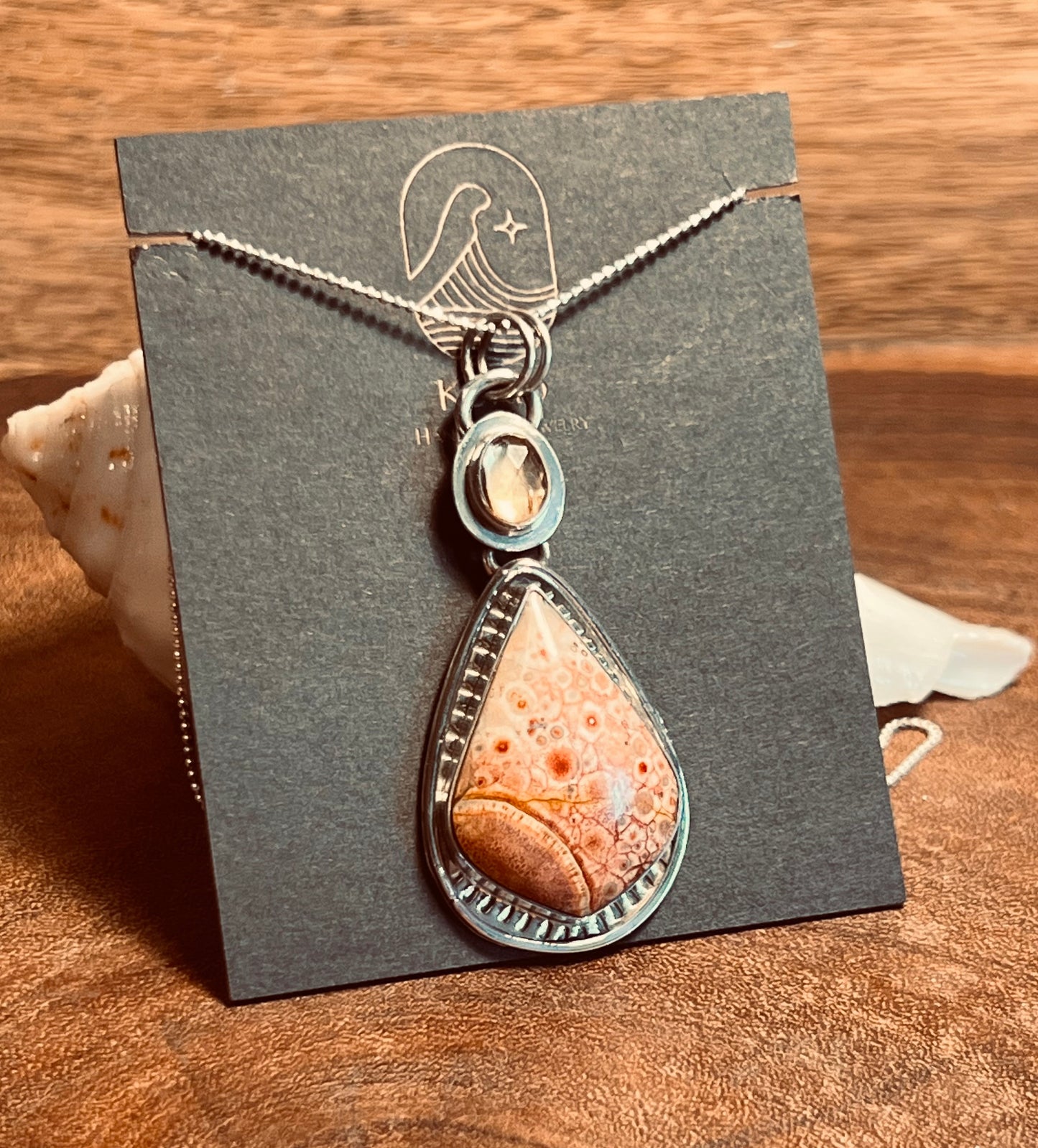Galaxy Rhyolite and Citrine Sterling Silver Pendant