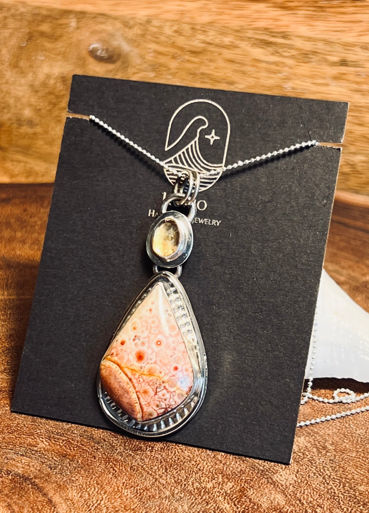 Galaxy Rhyolite and Citrine Sterling Silver Pendant