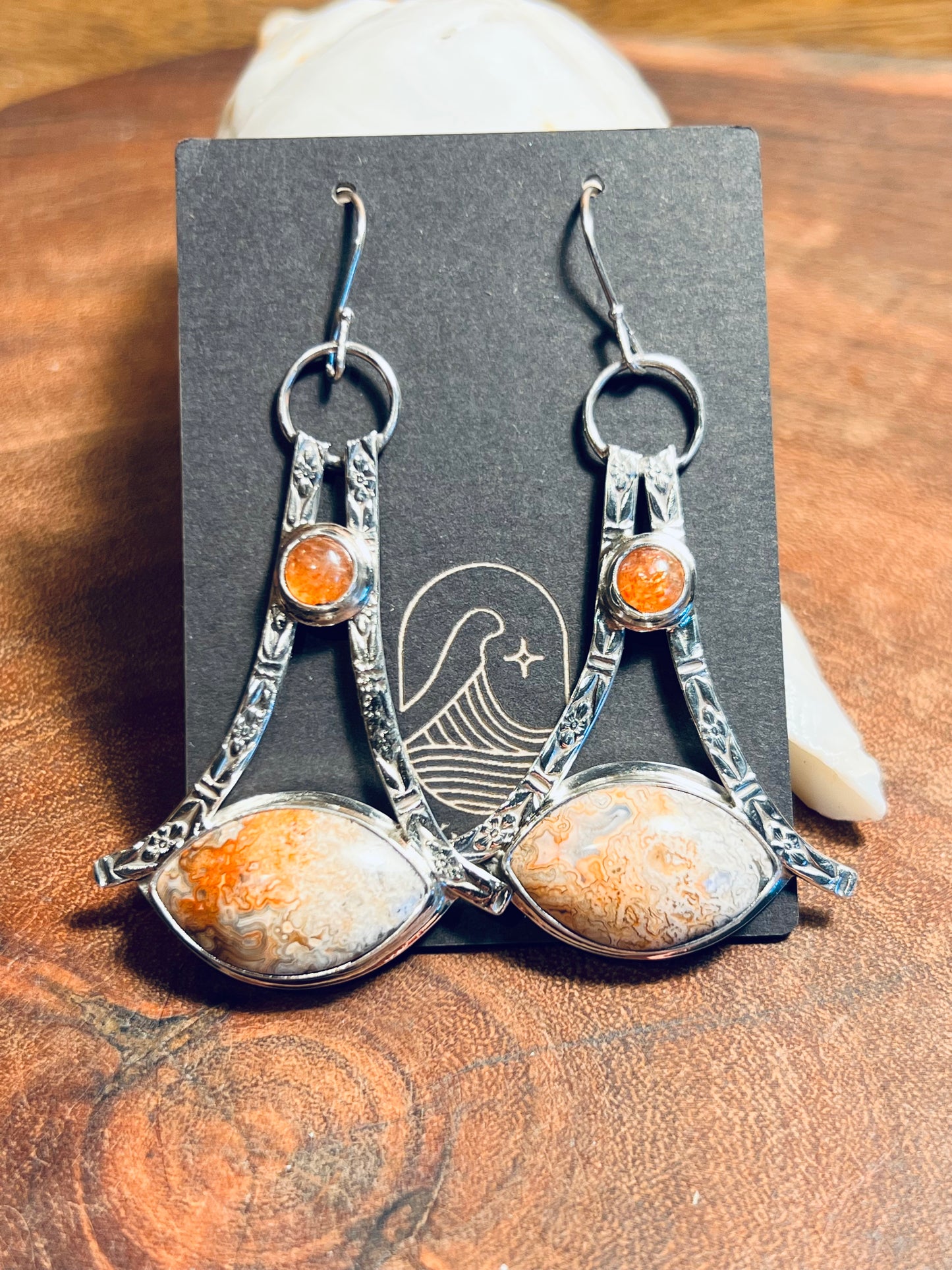 Laguna Lace and Sunstone Sterling Silver Earrings
